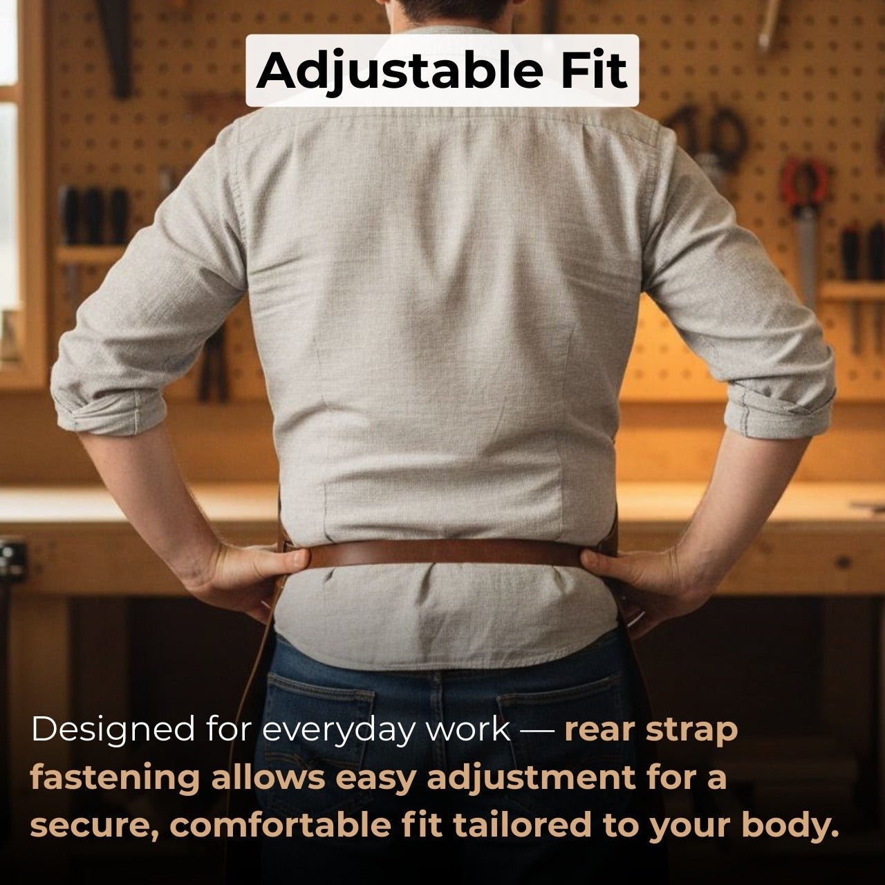 Leather Apron with Adjustable Straps and Pockets - 6