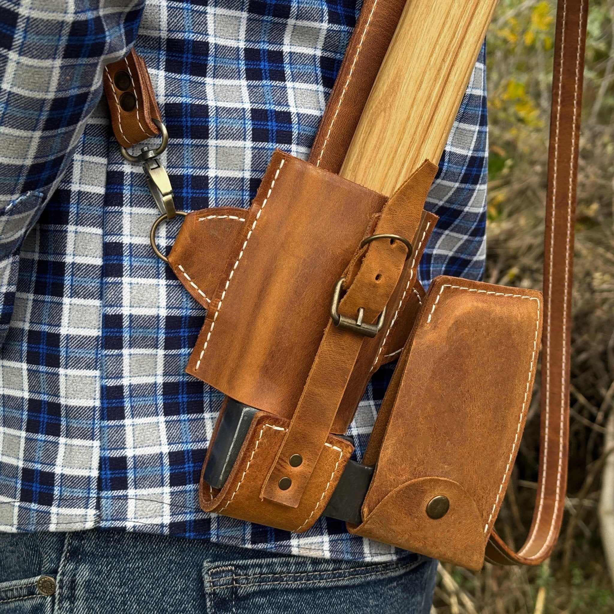 Leather Axe Case with Adjustable Shoulder Straps - 5