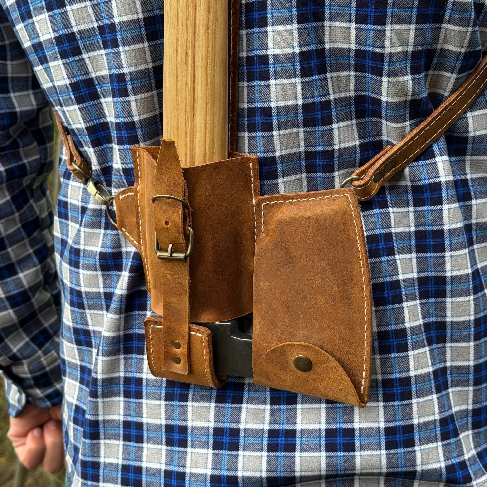 Leather Axe Case with Adjustable Shoulder Straps - 4