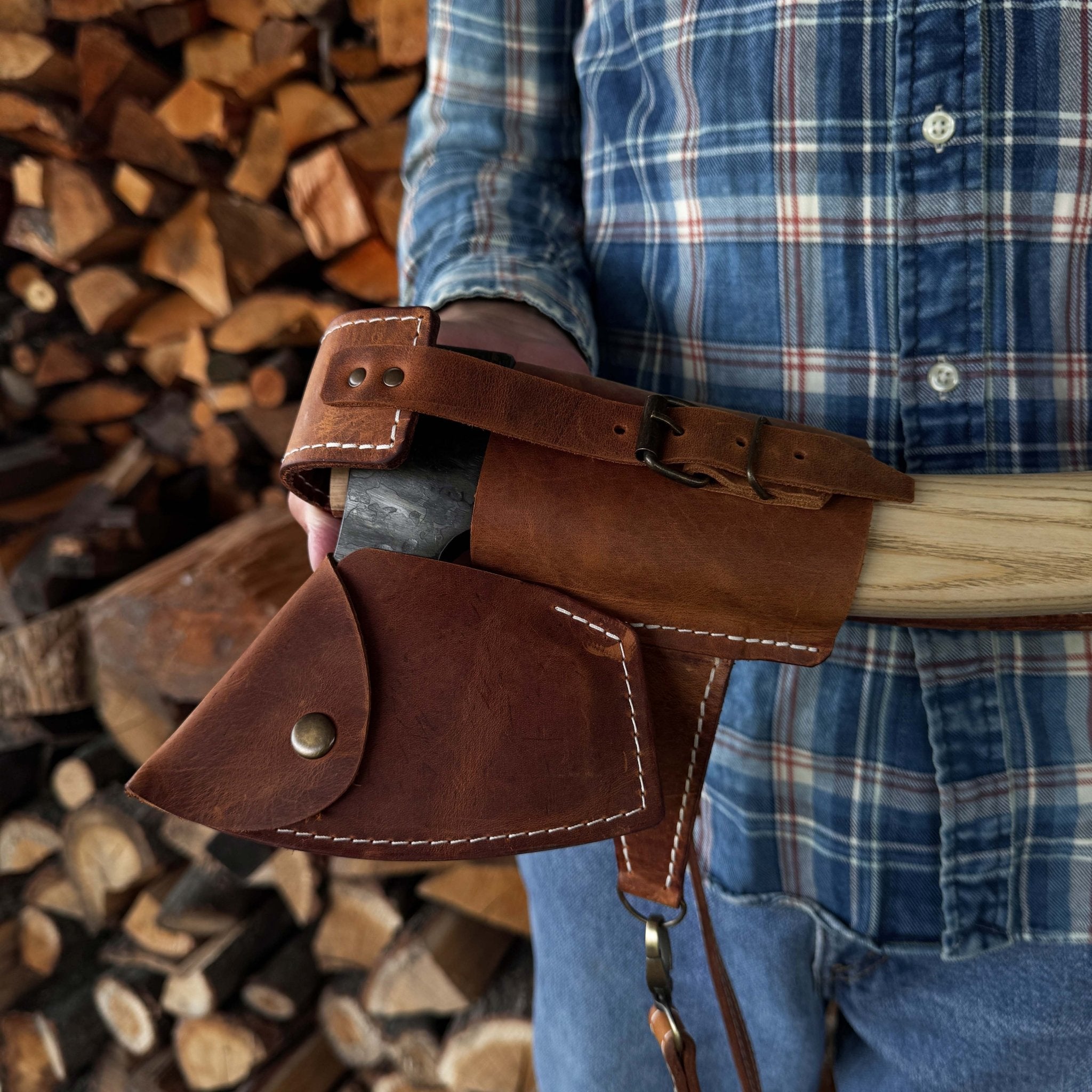 Leather Axe Case with Adjustable Straps - 8