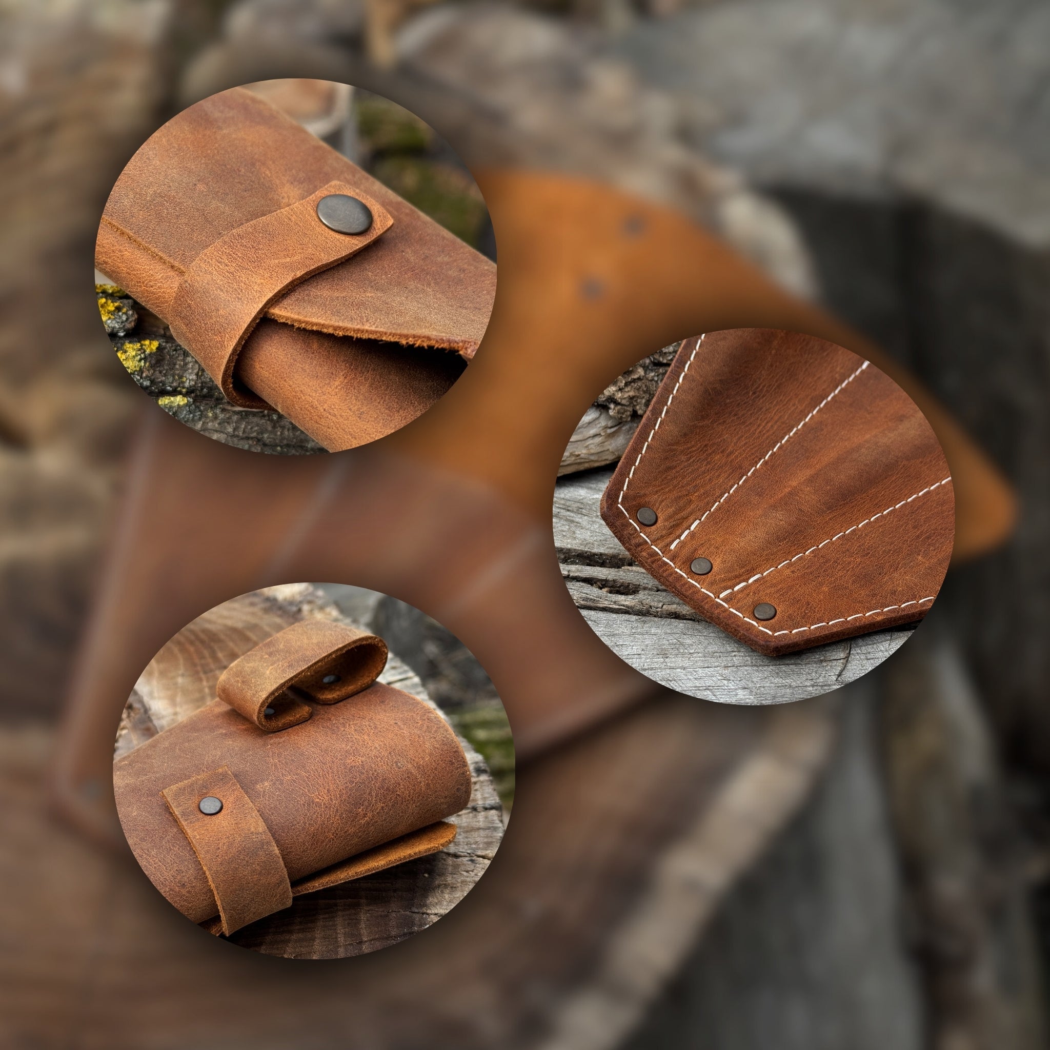 Leather Case for 3 Throwing Knives - 10