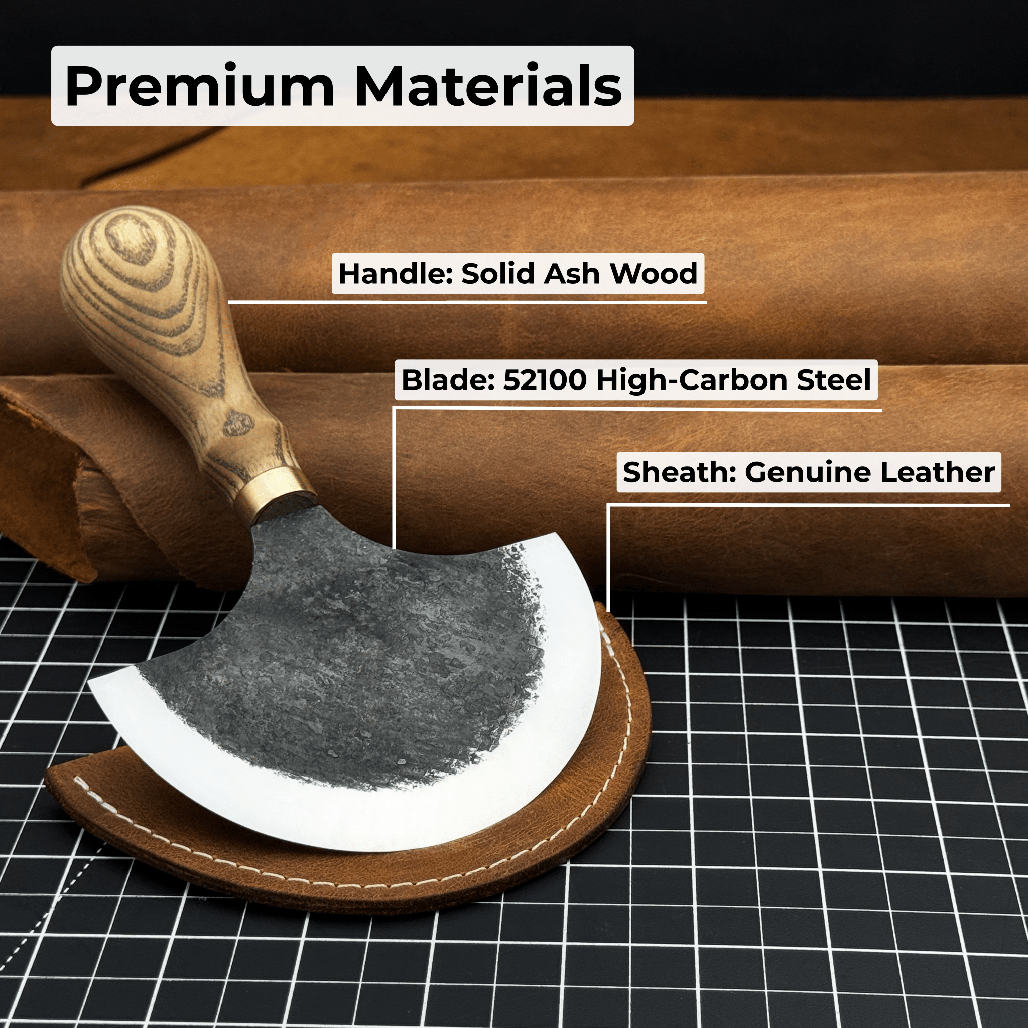 Leather Round (Half Moon) Knife, 10.5 cm (4.1 inches) - 7