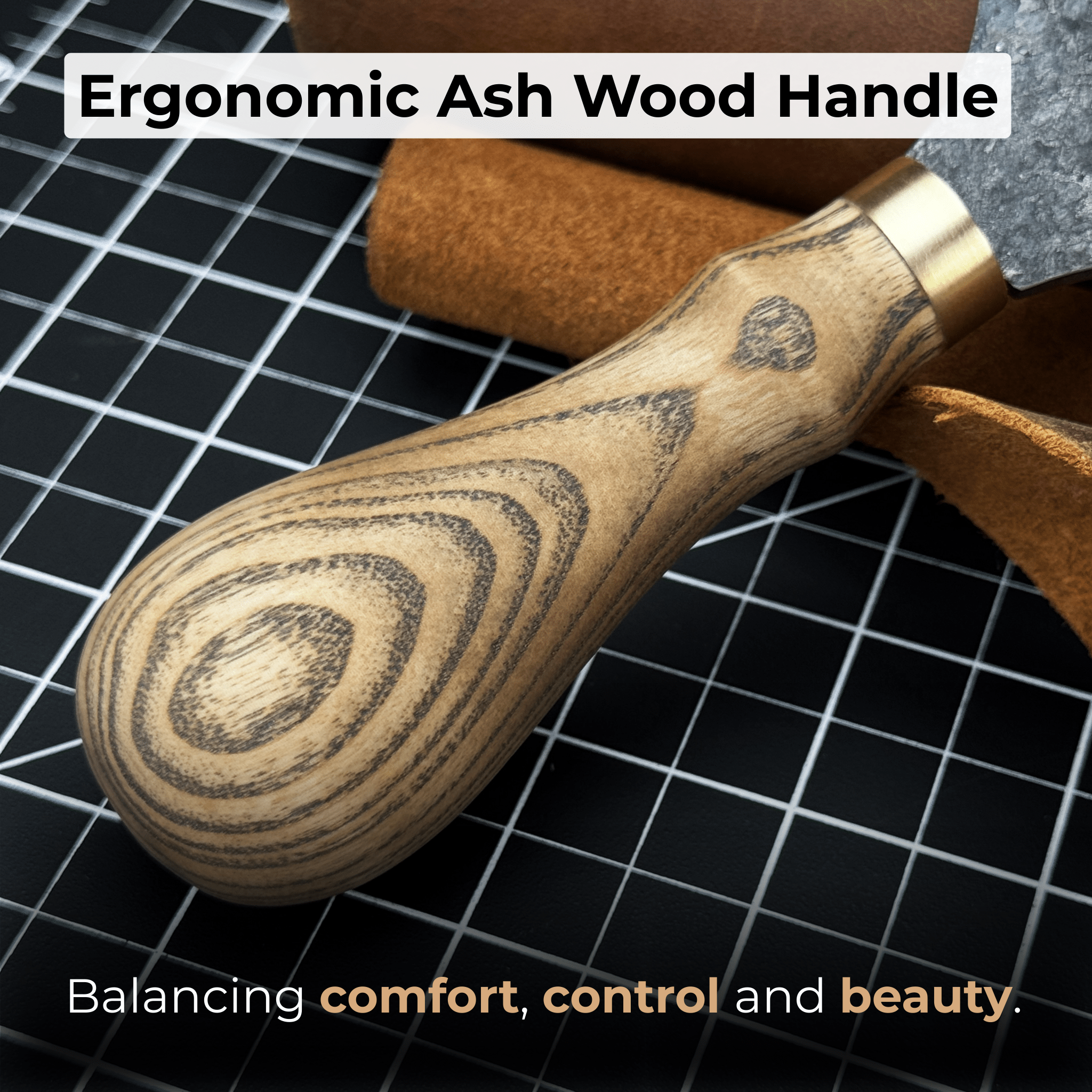 Leather Round (Half Moon) Knife, 10.5 cm (4.1 inches) - 4