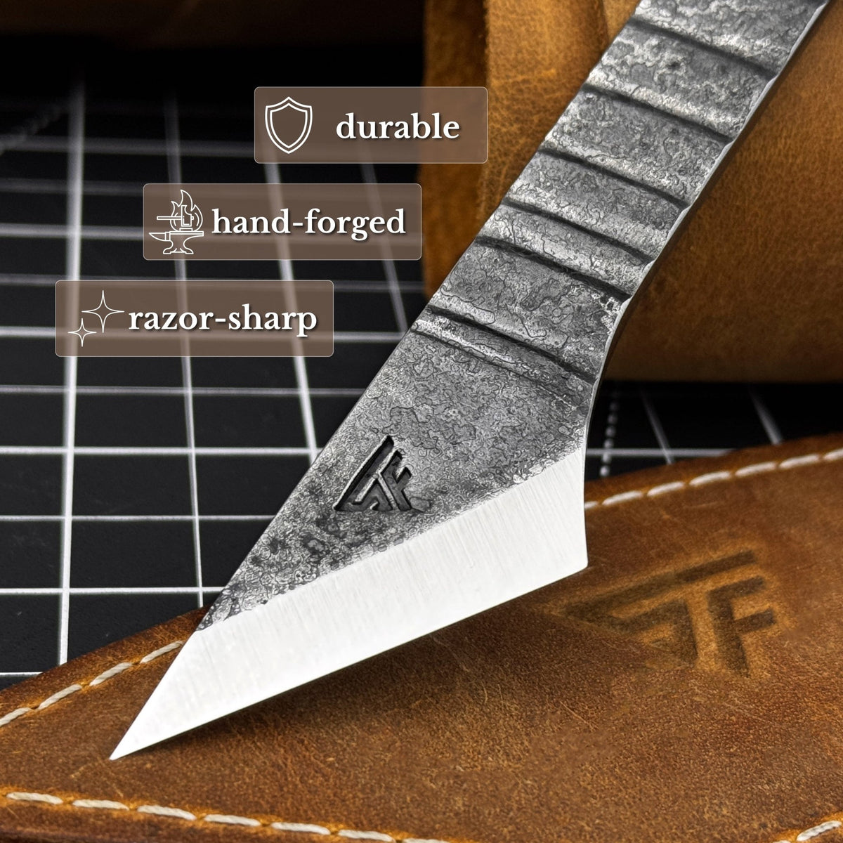 Marking Knife Kiridashi with leather sheath, 4 cm (1.57 inches) - 2