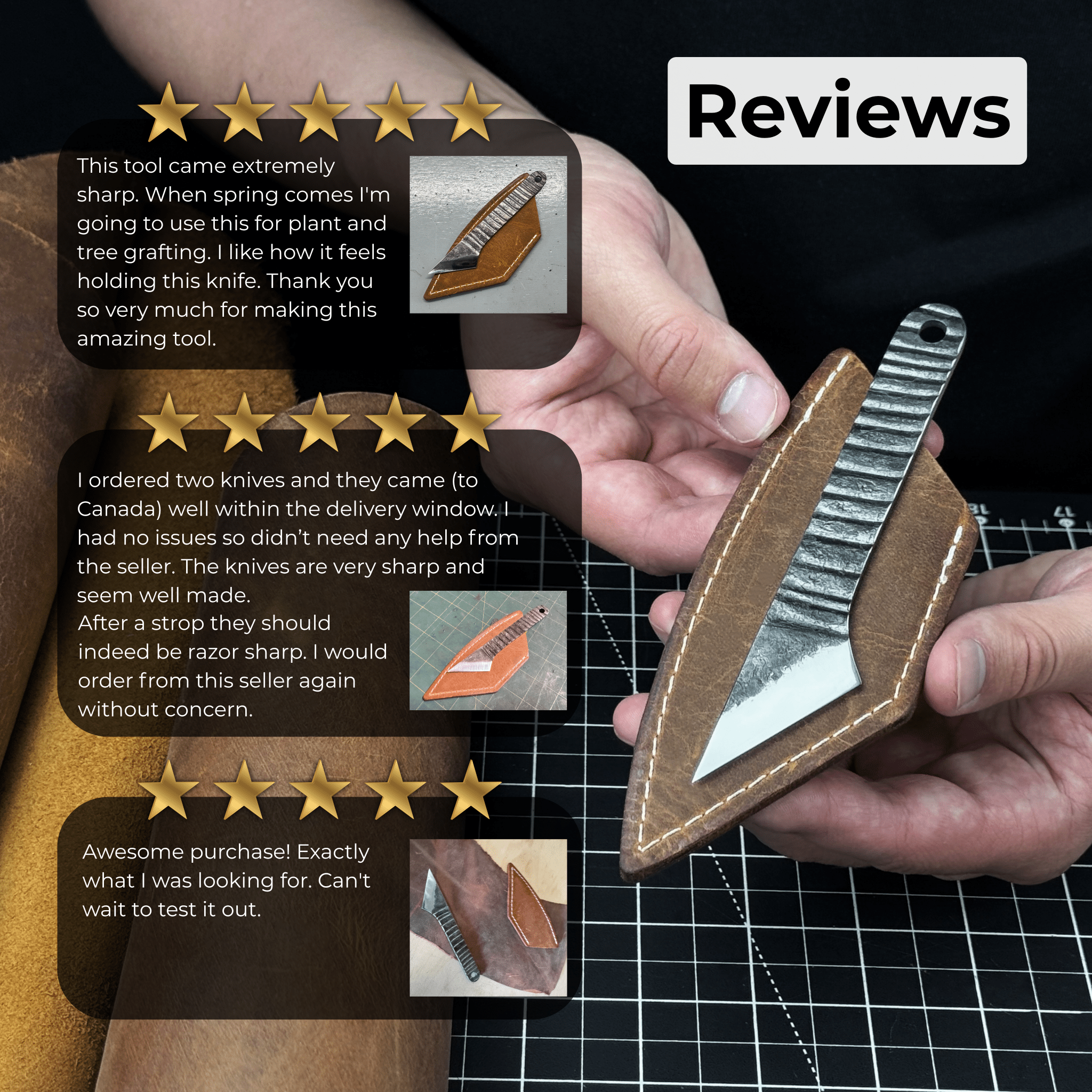 Marking Knife Kiridashi with leather sheath, 4 cm (1.57 inches) - 9