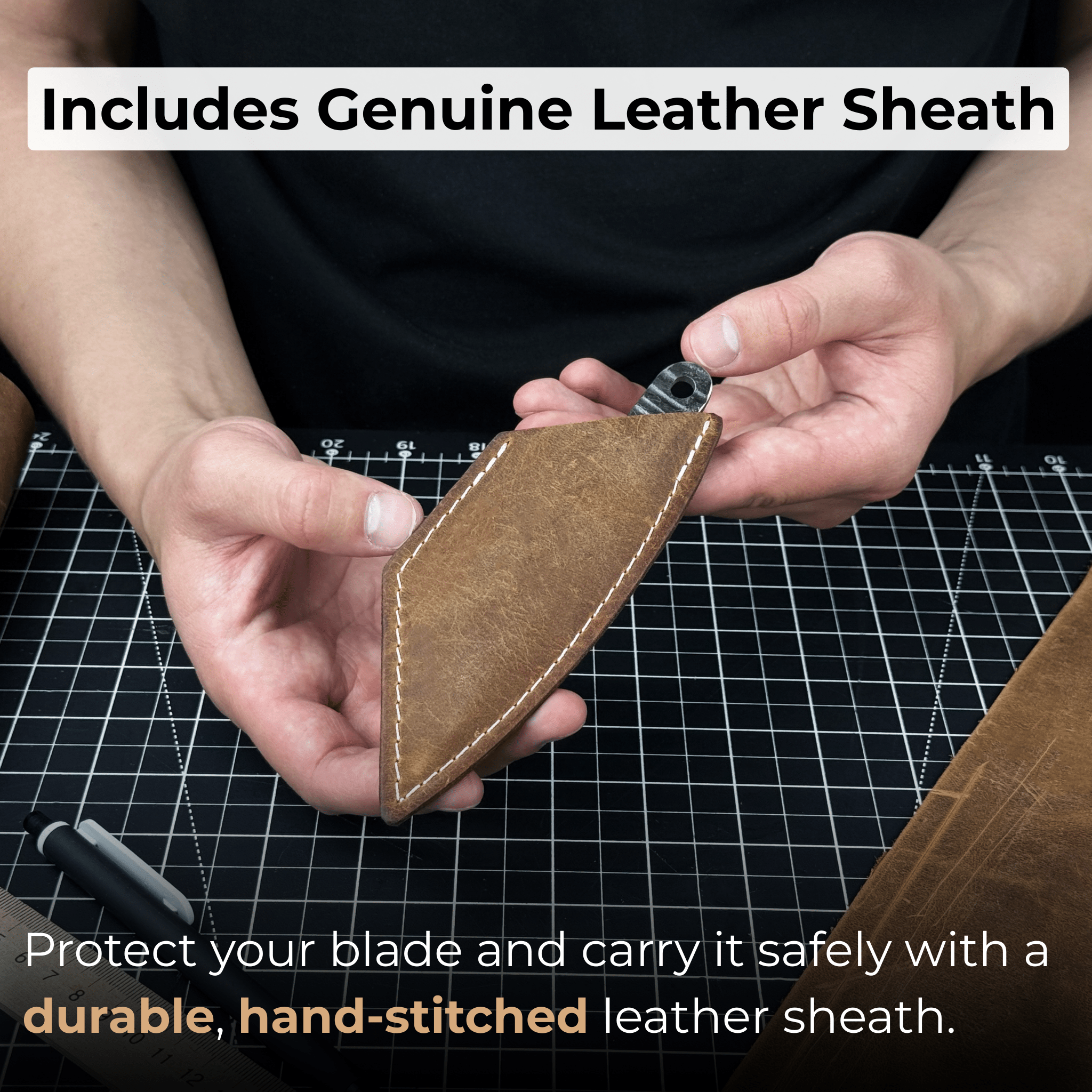 Marking Knife Kiridashi with leather sheath, 4 cm (1.57 inches) - 5