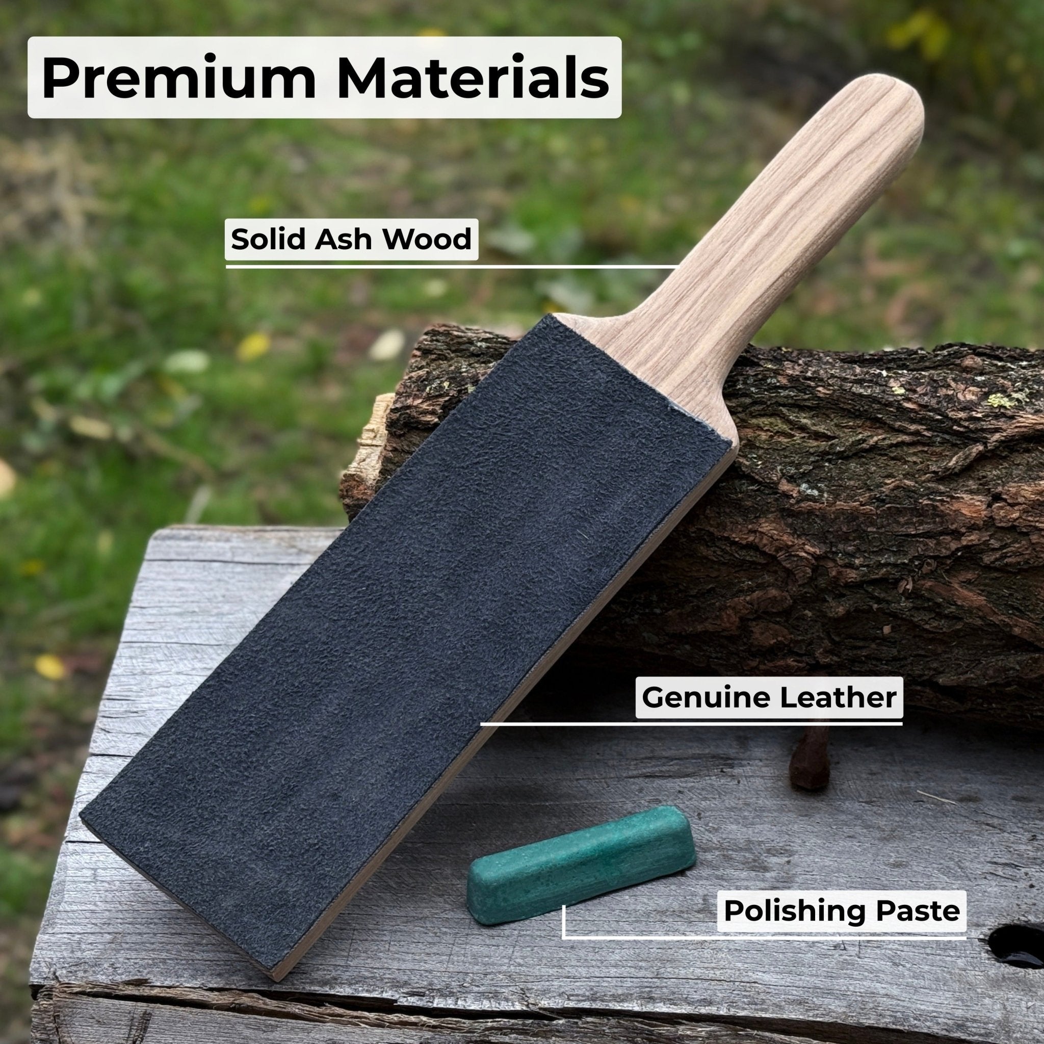 One - Sided Leather Strop For Knife Sharpening & Polishing Compound - 3