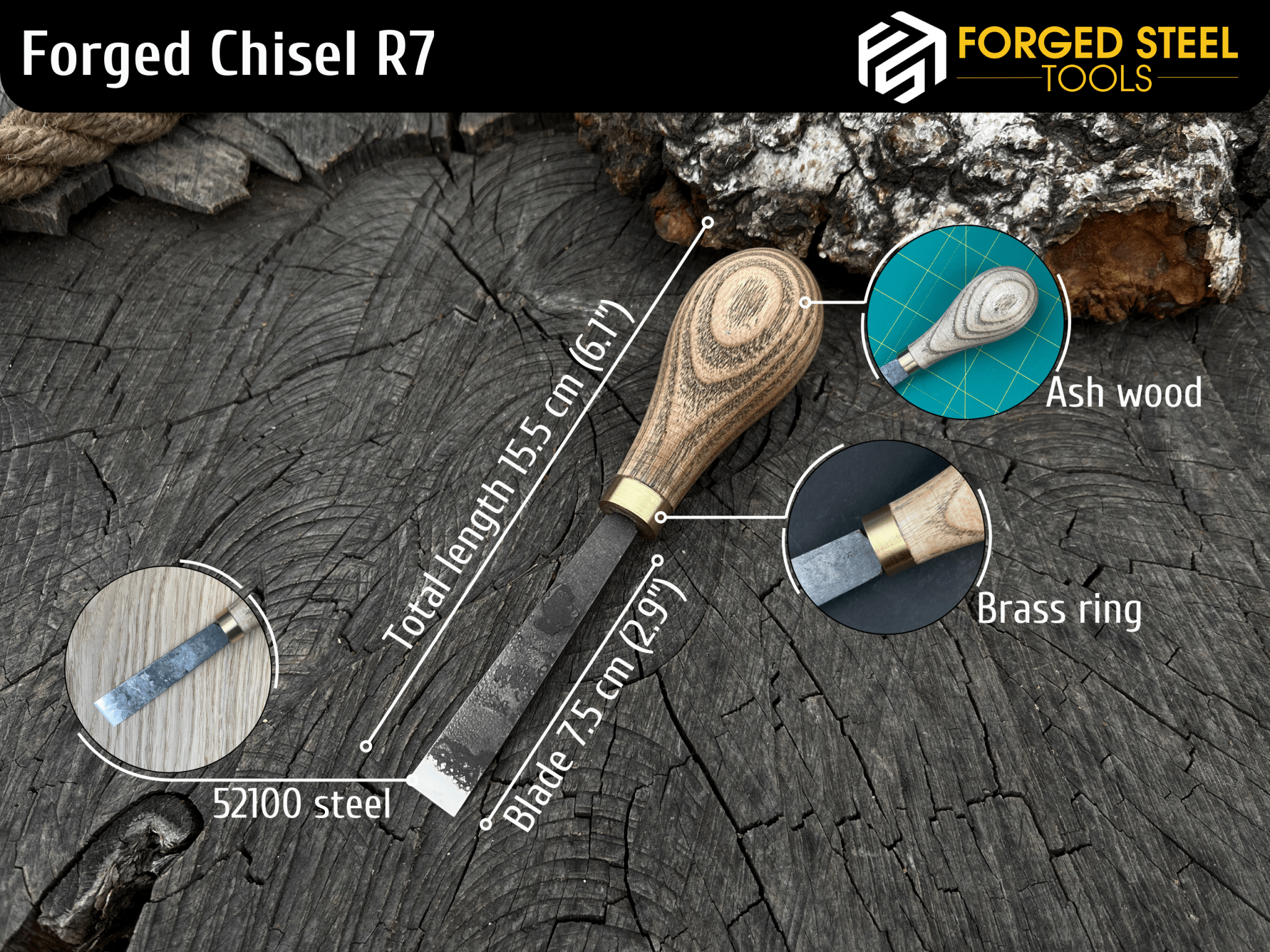 Palm - Handled Straight Carving Chisel, 15 mm (0.6 inches) - 3