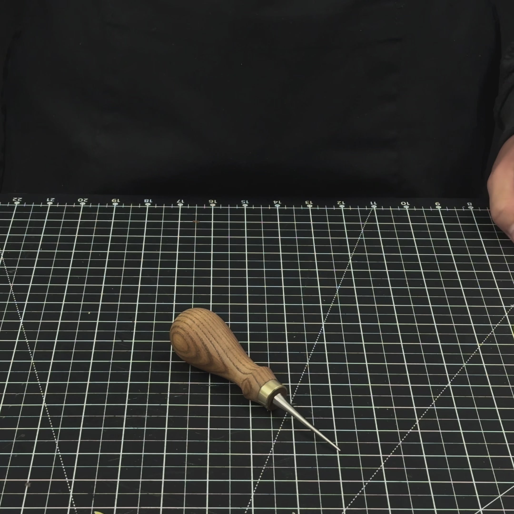 Hand-Forged Leatherworking Awl with Ash Handle