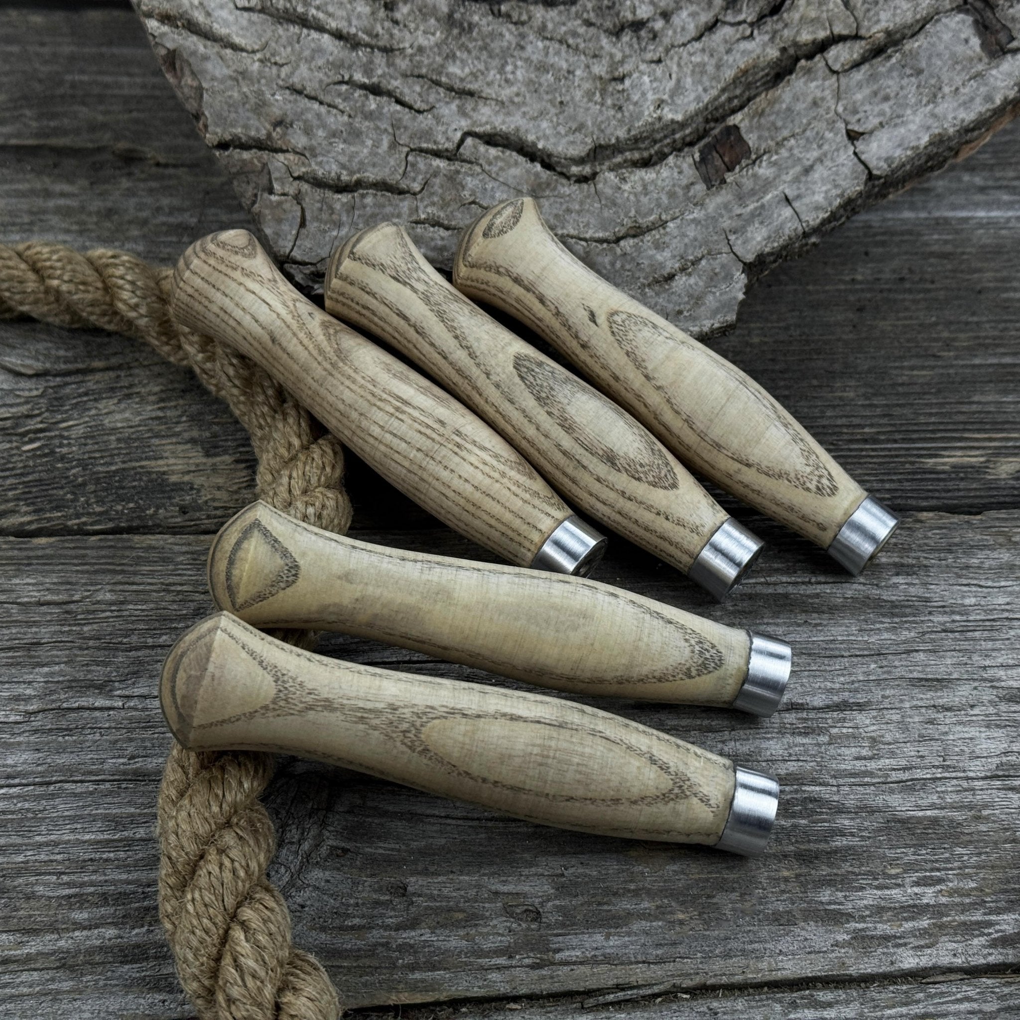 Set of 5 Ash Handles – Ideal for Carving Knives & Hand Tool Repair - 1
