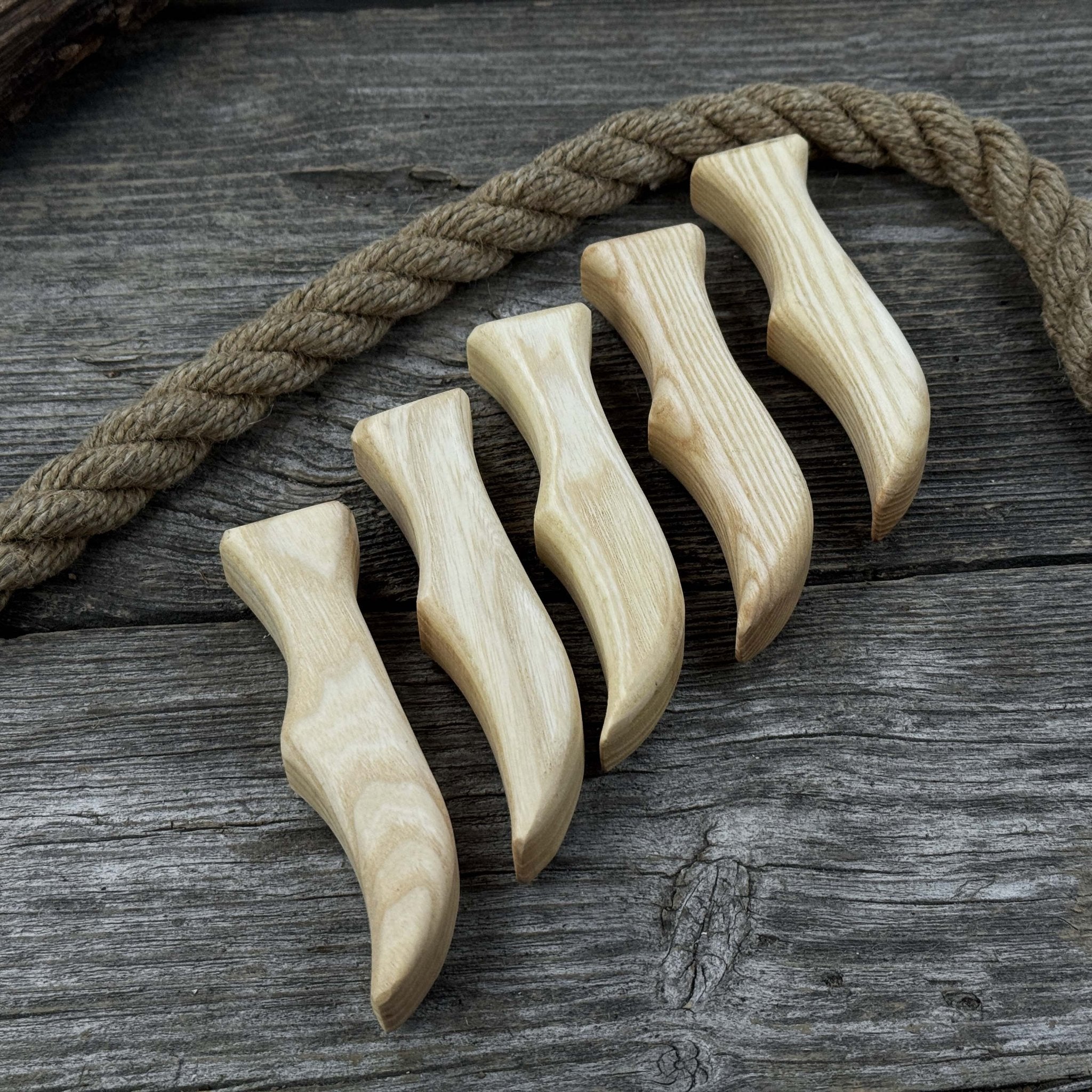 Set of 5 Ash Wood Knife Handles - 1