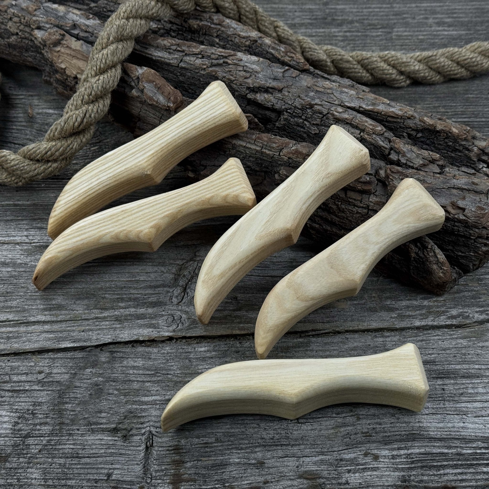 Set of 5 Ash Wood Knife Handles - 3