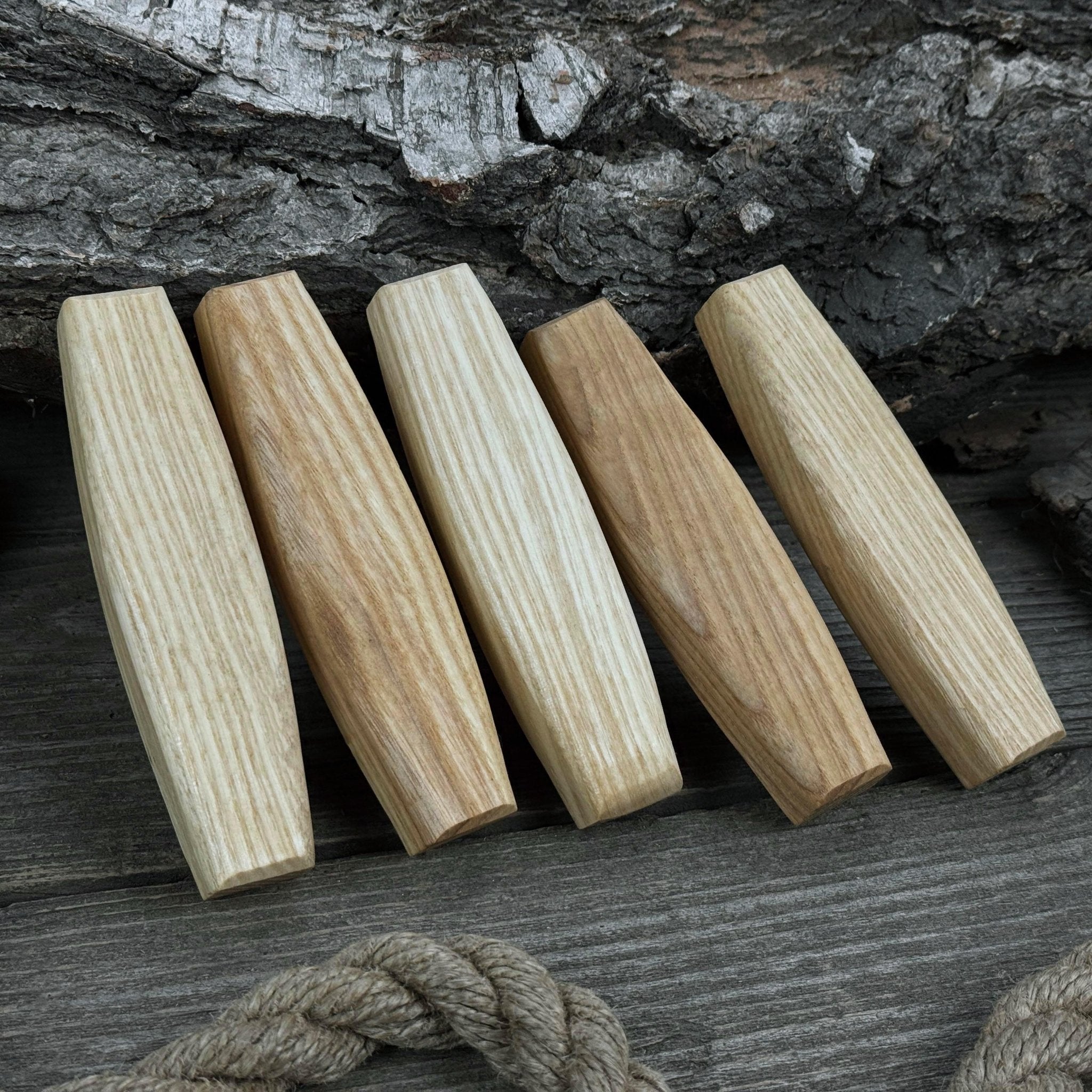 Set of 5 Replacement Wooden Handles for Knives and Drawknives - 3