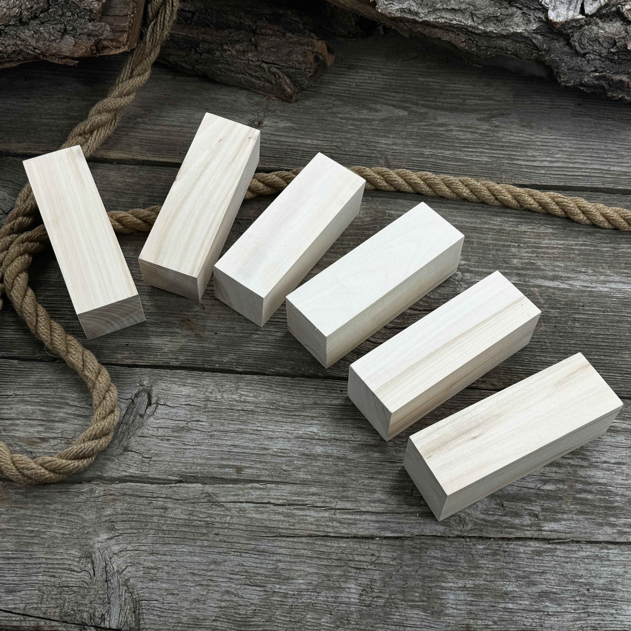 Set of 6 Large Linden Wood Carving Blanks - 10
