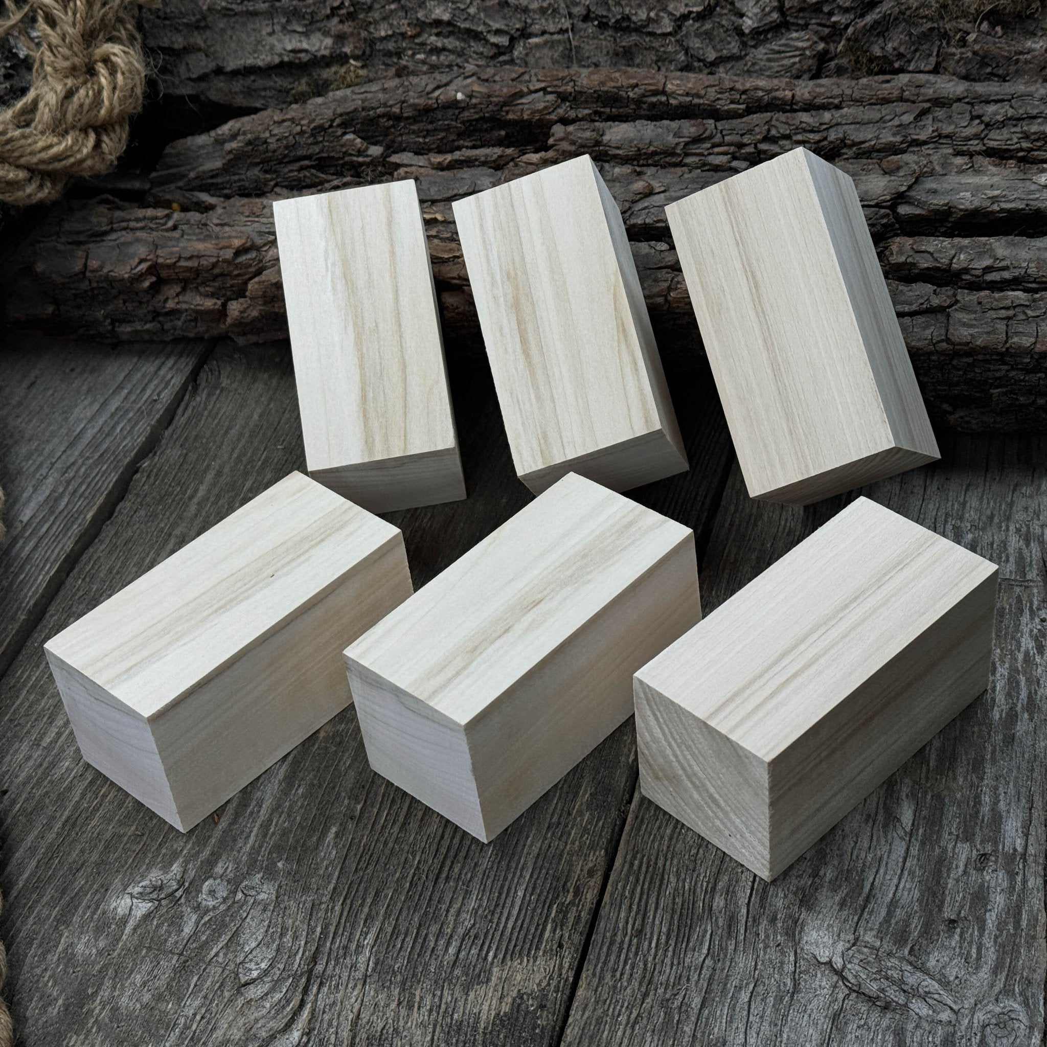 Set of 6 Linden Wood Carving Blanks, 10 × 5 × 5 cm (3.94 × 1.97 × 1.97 inches) - 10