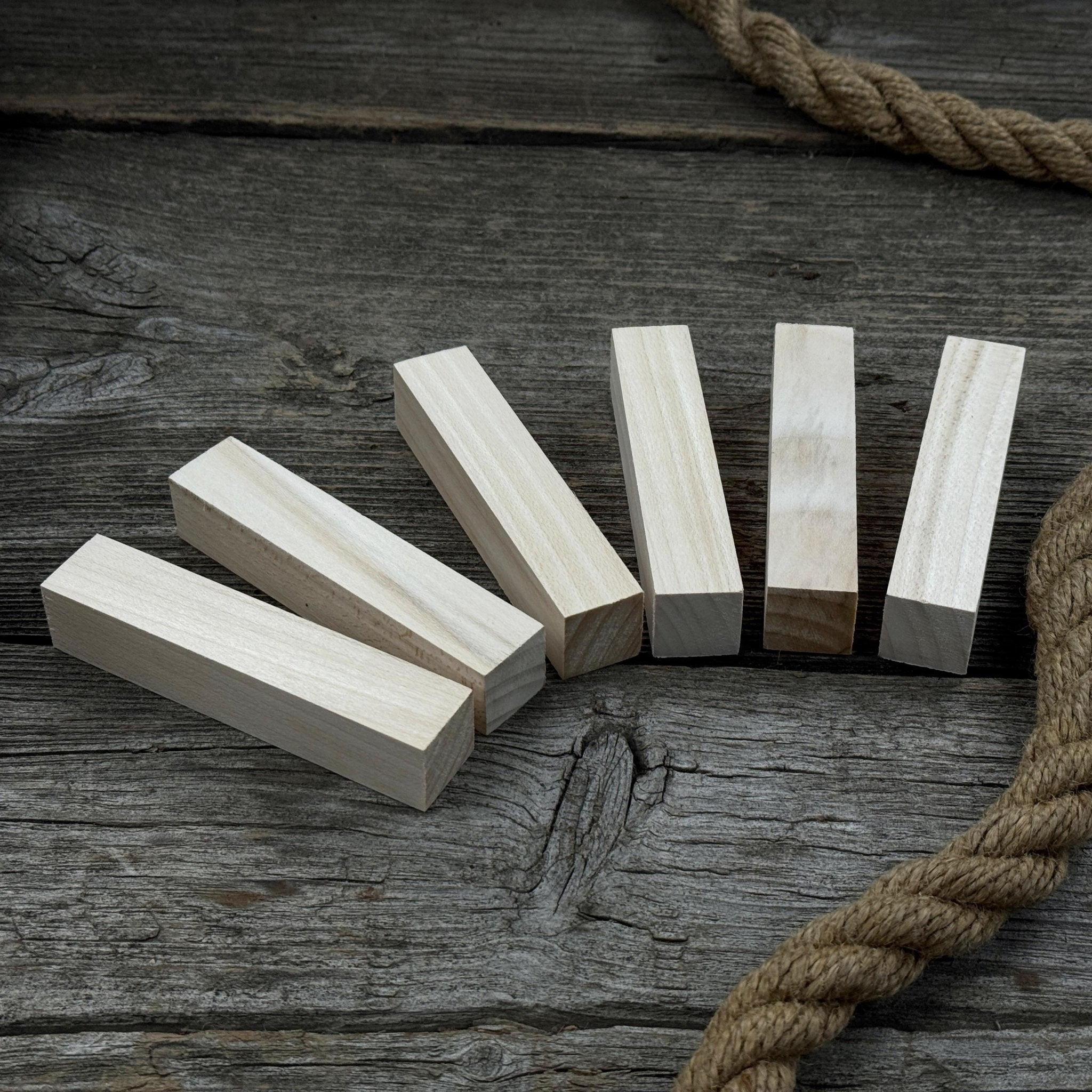 Set of 6 Linden Wood Carving Blanks, 10 x 2 x 2 cm (3.94 x 0.79 x 0.79 in) - 6
