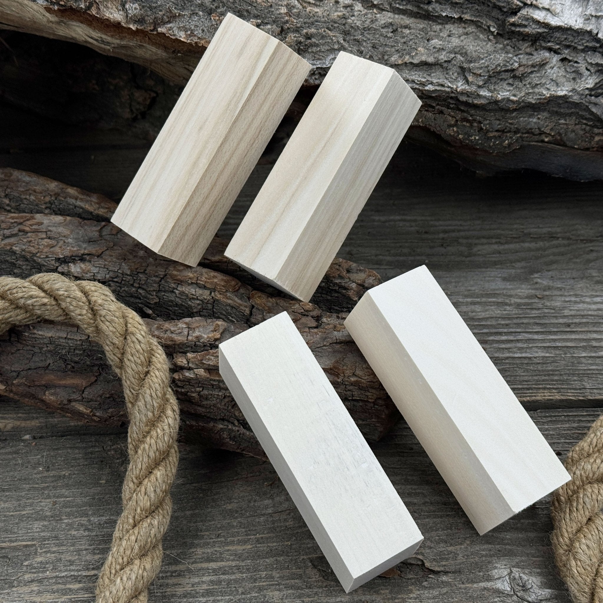 Set of 6 Medium Rectangular Linden Wood Carving Blanks - 5