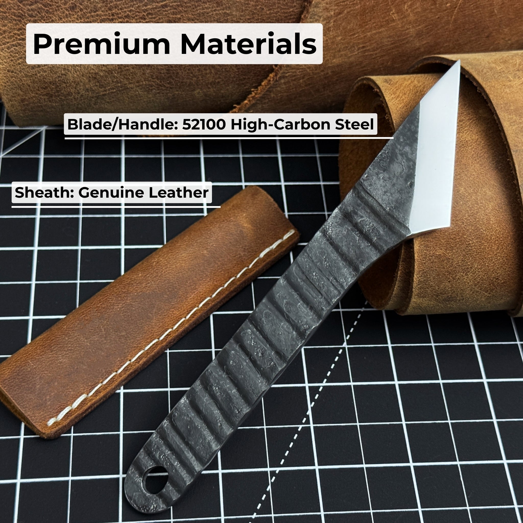 Single - Bevel Kiridashi Knife – Razor - Sharp Carbon Steel Blade with Leather Sheath - 7