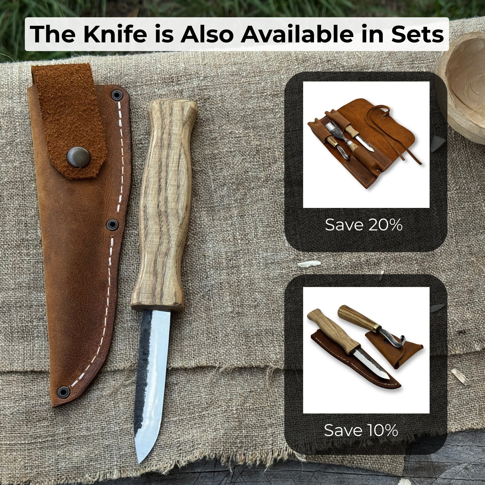 Sloyd Knife with Leather Sheath, 8 cm (3.15 inches) - 10