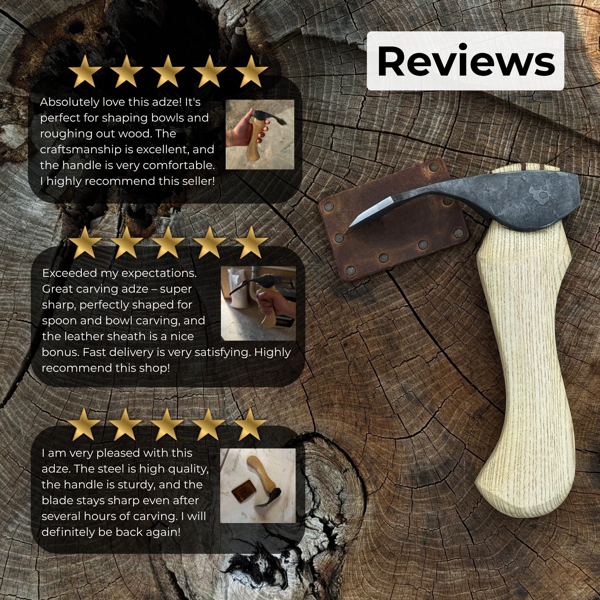 Small Adze with Straight (Flat) Blade, 5.5 cm (2.2 in) - 10