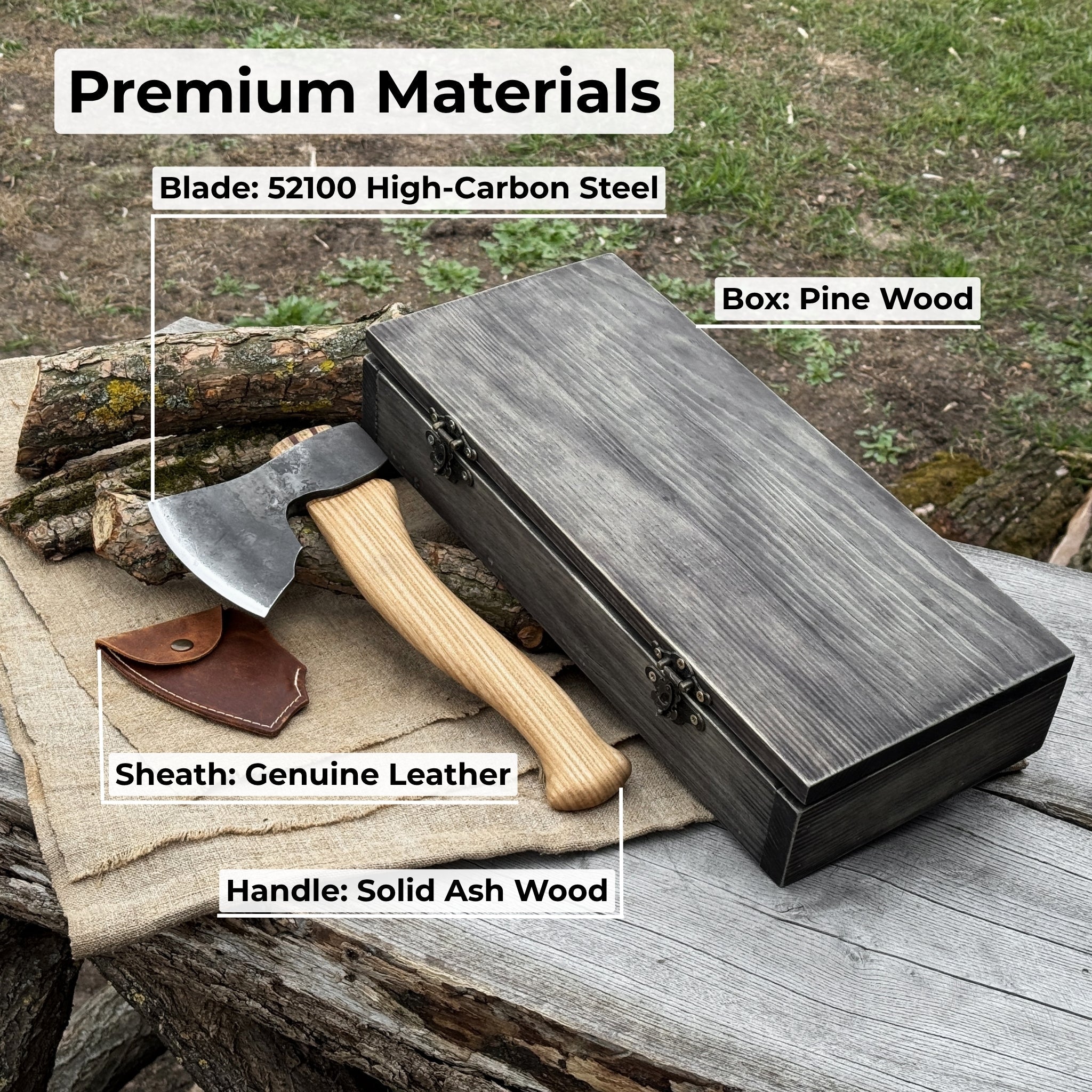 Small Carving Axe, 0.66 kg (1.46 lb) with Wooden Gift Box - 7