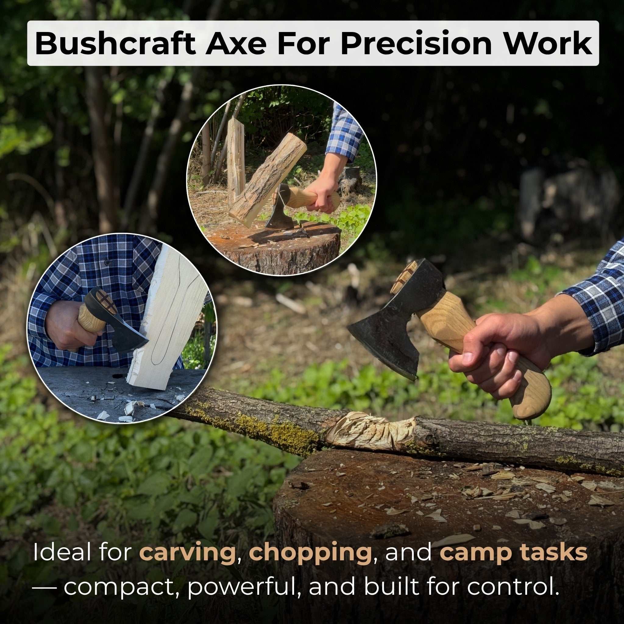 Small Carving Axe with Leather Sheath, 0.47 kg (1 lb) - 8