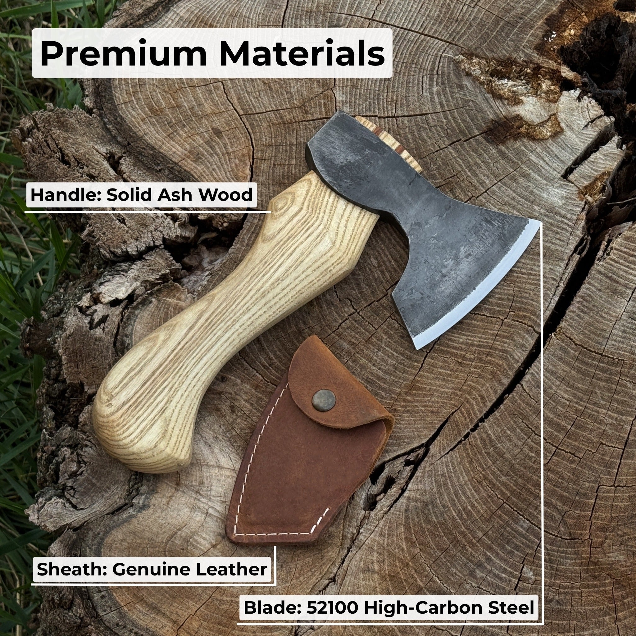 Small Carving Axe with Leather Sheath, 0.47 kg (1 lb) - 7