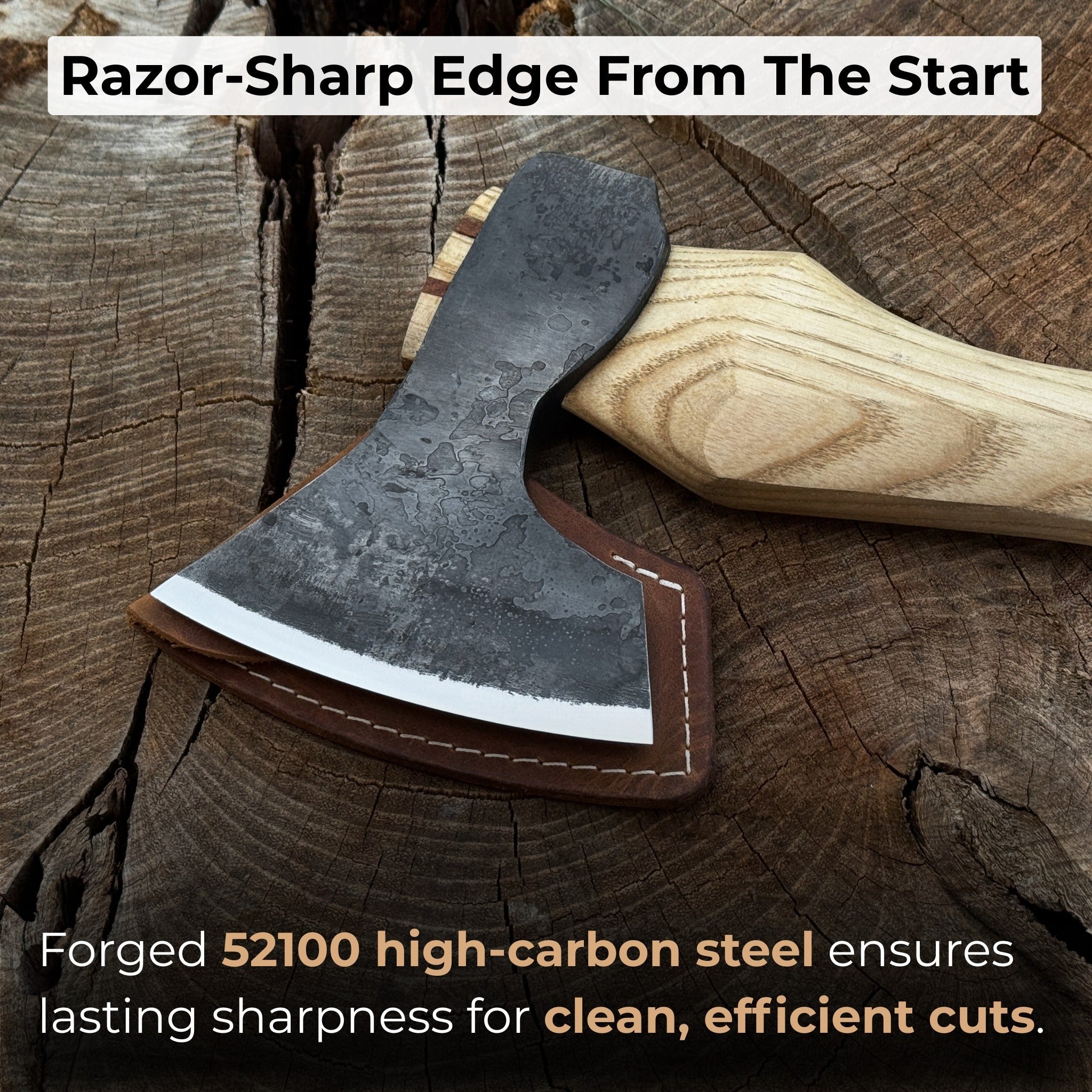 Small Carving Axe with Leather Sheath, 0.47 kg (1 lb) - 3