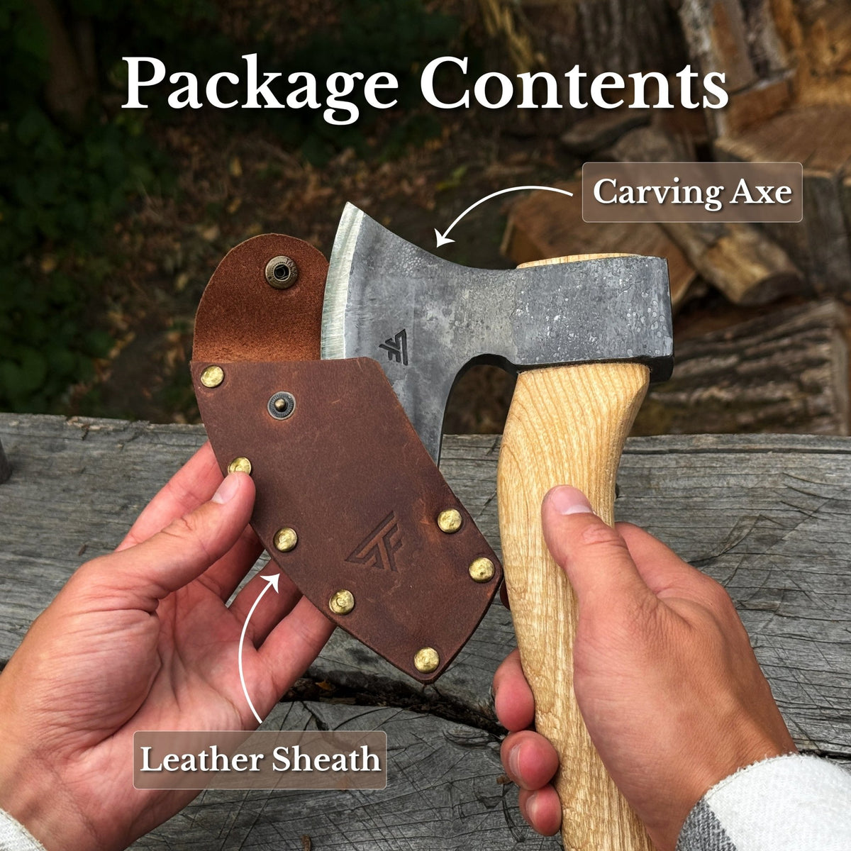 Small Carving Axe with Leather Sheath, 0.68 kg (1.50 lb) - 10