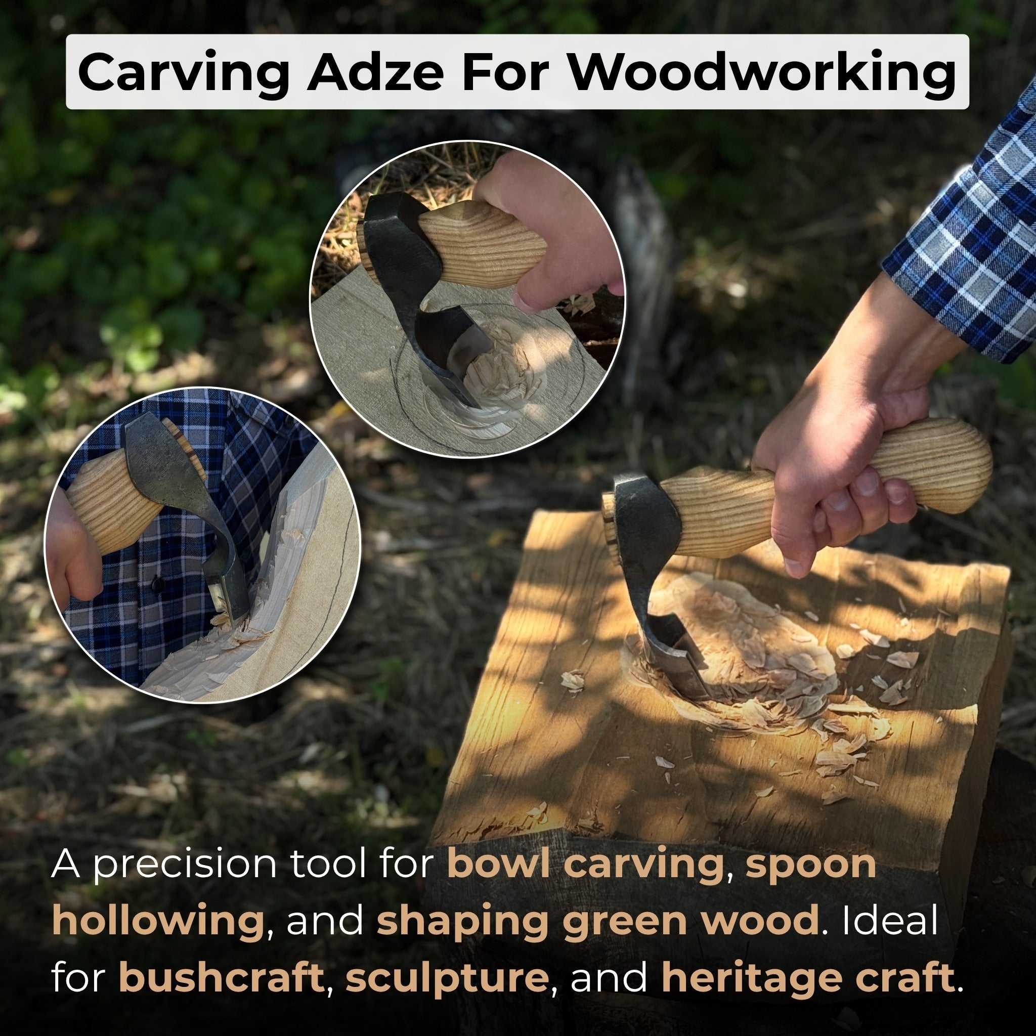 Small Kuksa Adze with Deep Curved (Round) Blade, 4.5 cm (1.8 in) - 8