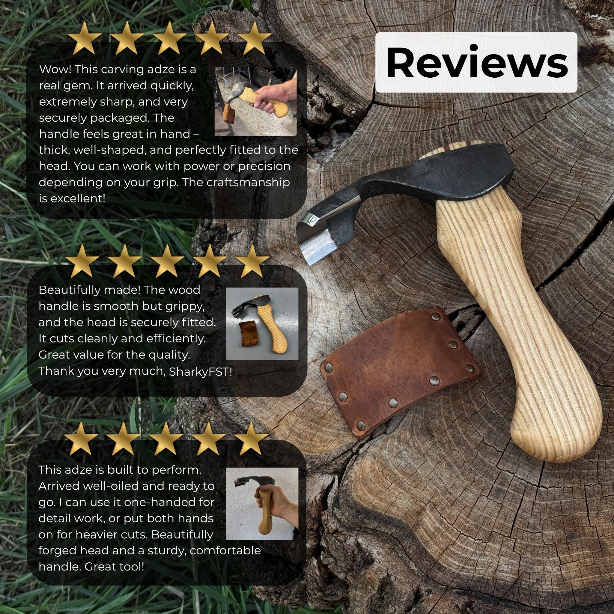 Small Kuksa Adze with Deep Curved (Round) Blade, 4.5 cm (1.8 in) - 10