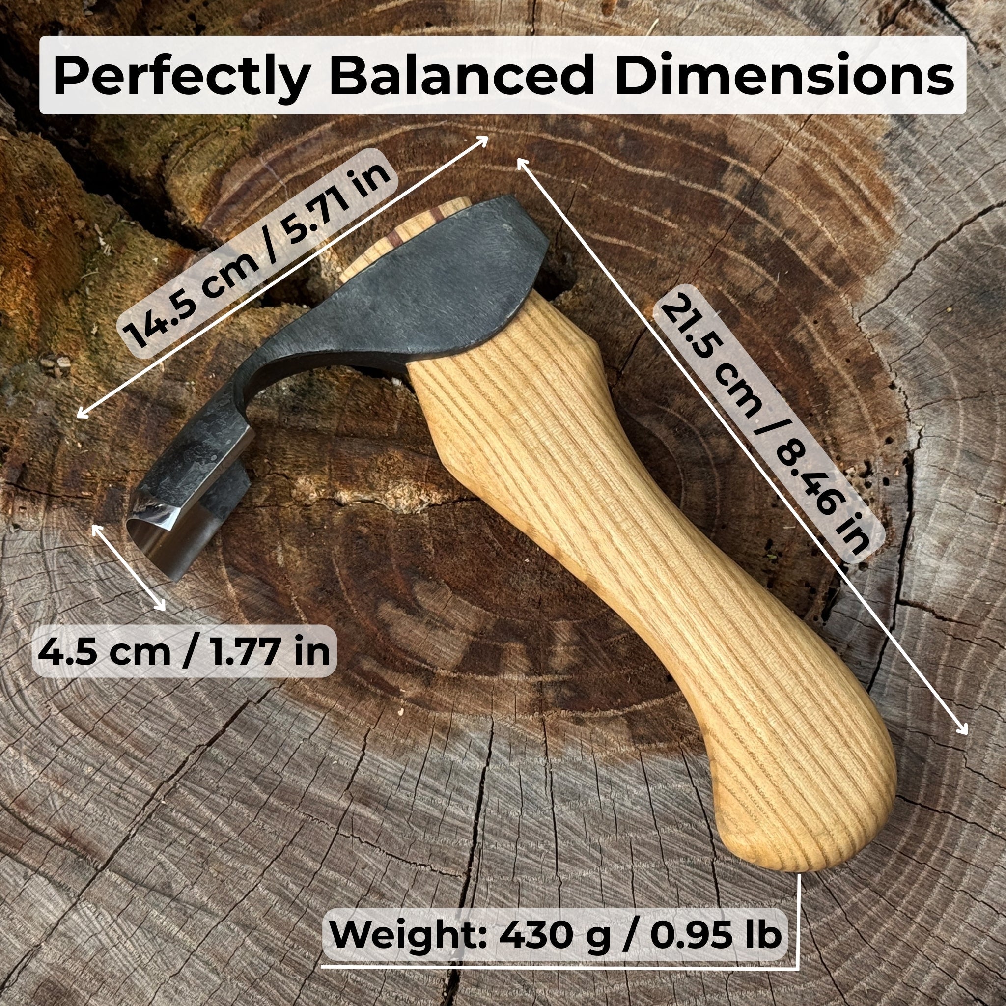 Small Kuksa Adze with Deep Curved (Round) Blade, 4.5 cm (1.8 in) - 2