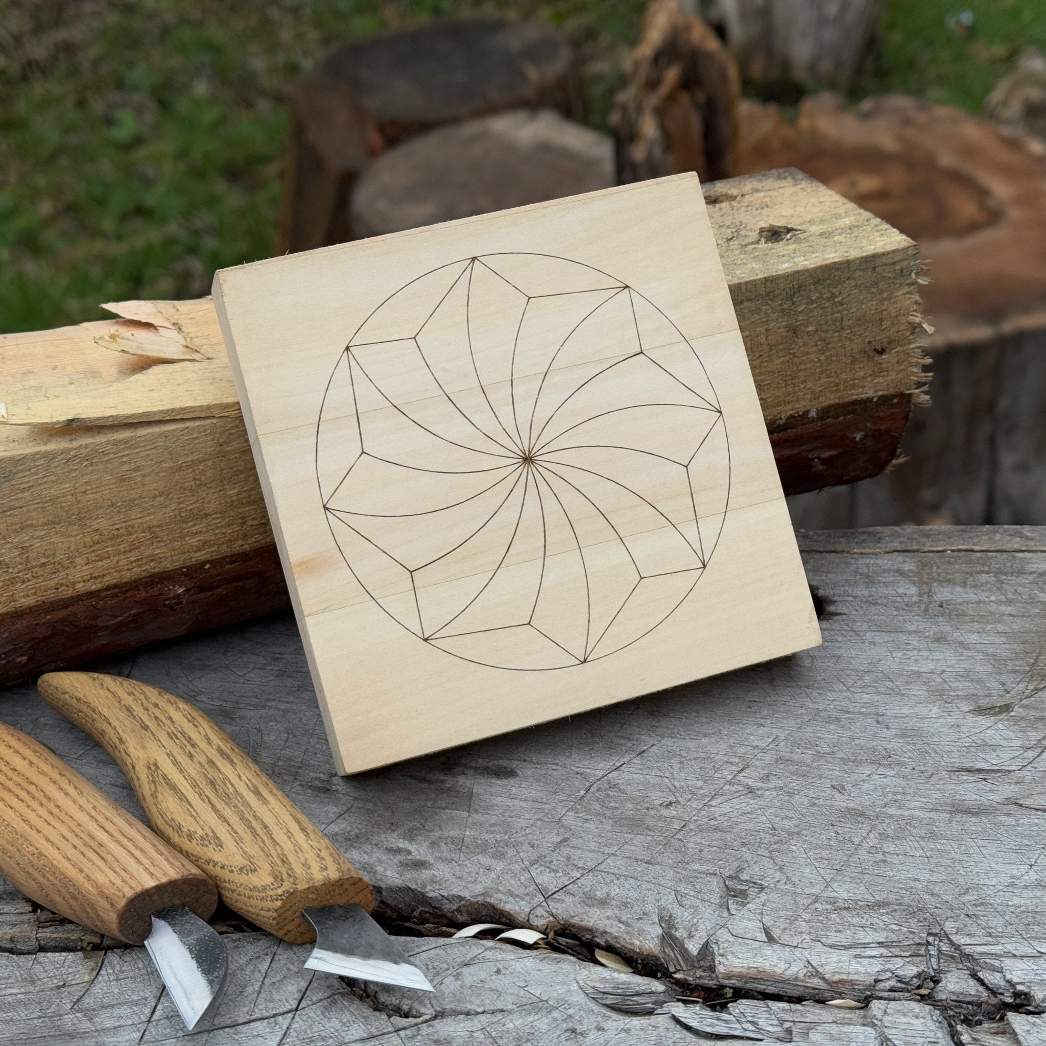 Small Linden Wood Carving Board with Pre - Drawn Pattern - 9