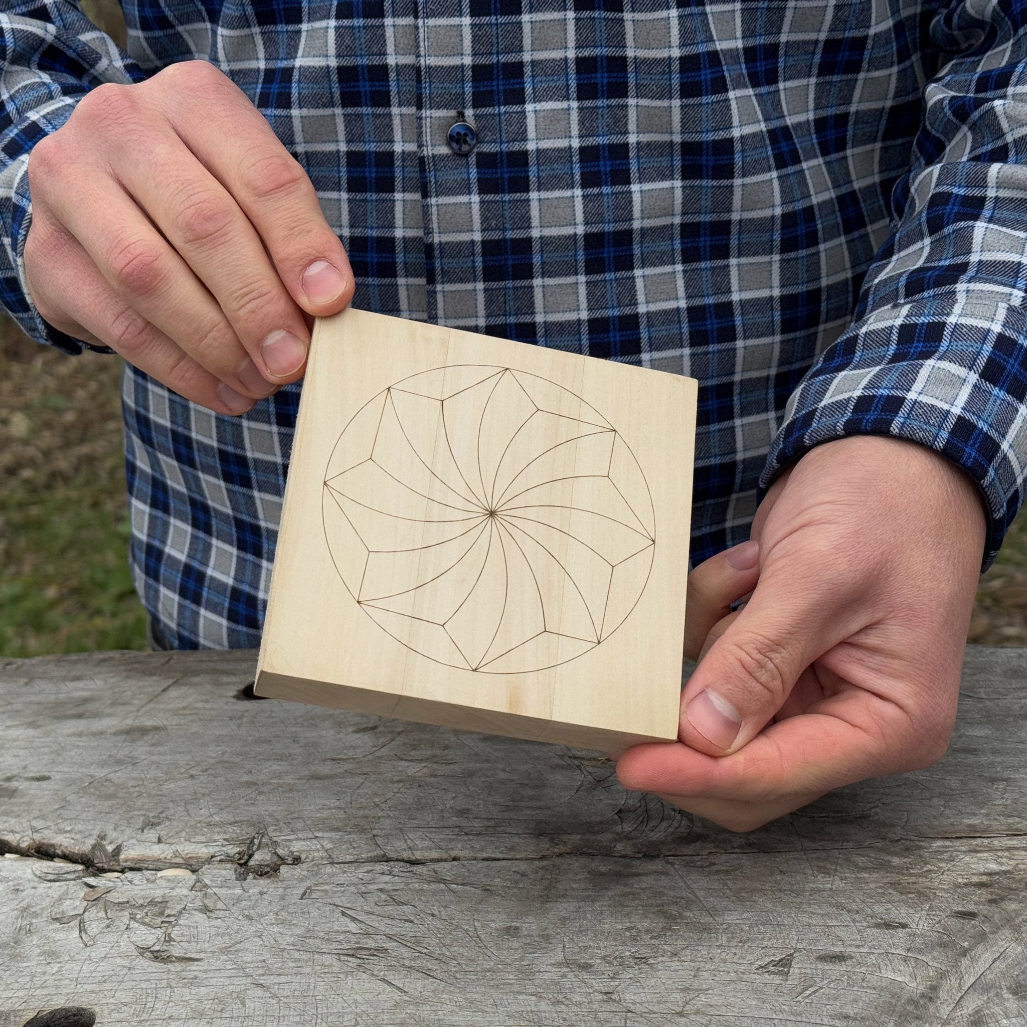 Small Linden Wood Carving Board with Pre - Drawn Pattern - 1