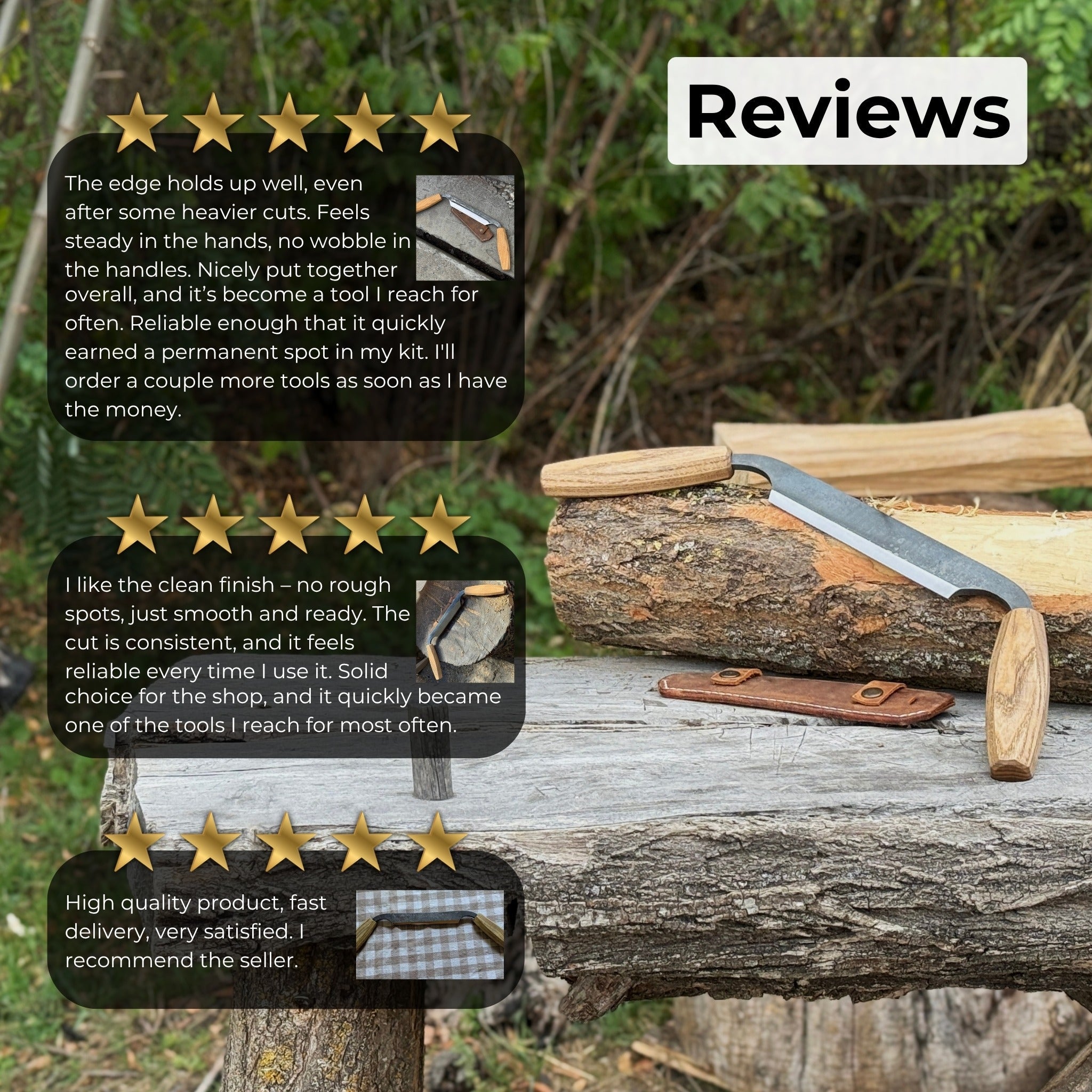 Small Straight Drawknife, 14.5 cm (5.7 inches) Cutting Edge - 9