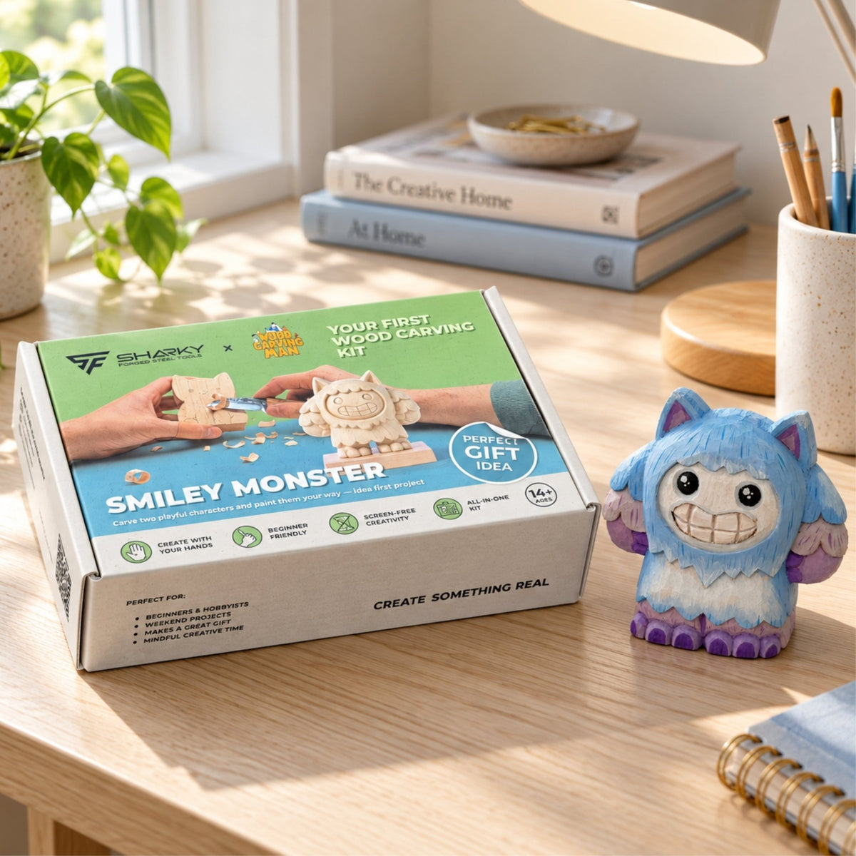 Smiley Monster DIY Wood Carving Kit - 1