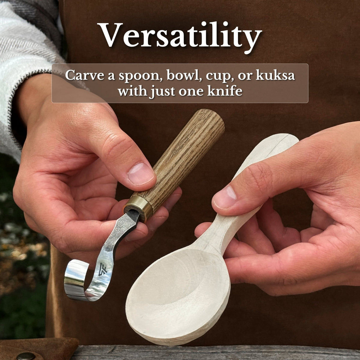Spoon Carving Hook Knife, ⌀3 cm (1.2 inches) with Leather Case - 10