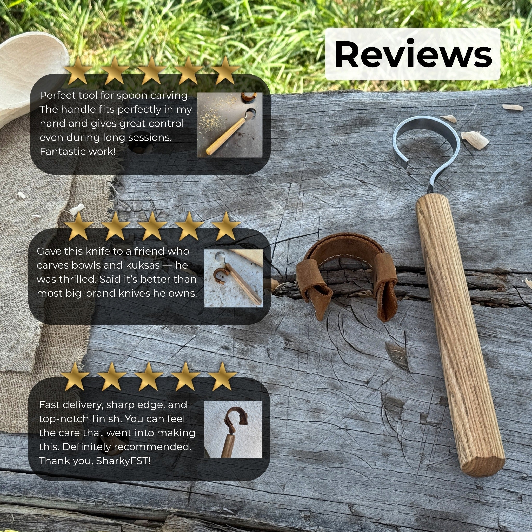 Spoon Carving Hook Knife, ⌀ 4.5 cm (1.77 inches) - 9