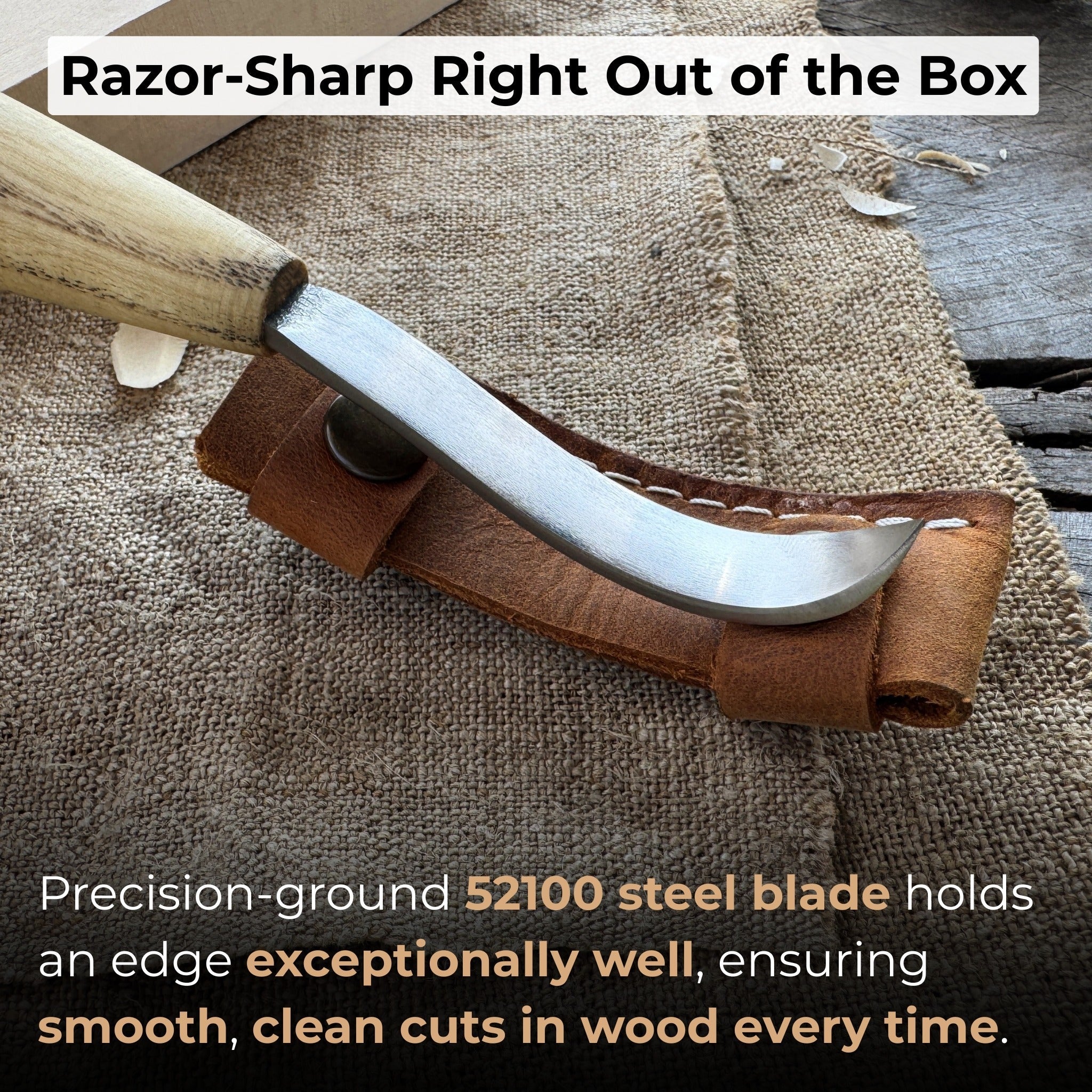 Spoon Carving Hook Knife, ⌀6 cm (2.36 inches) with Leather Case - 2