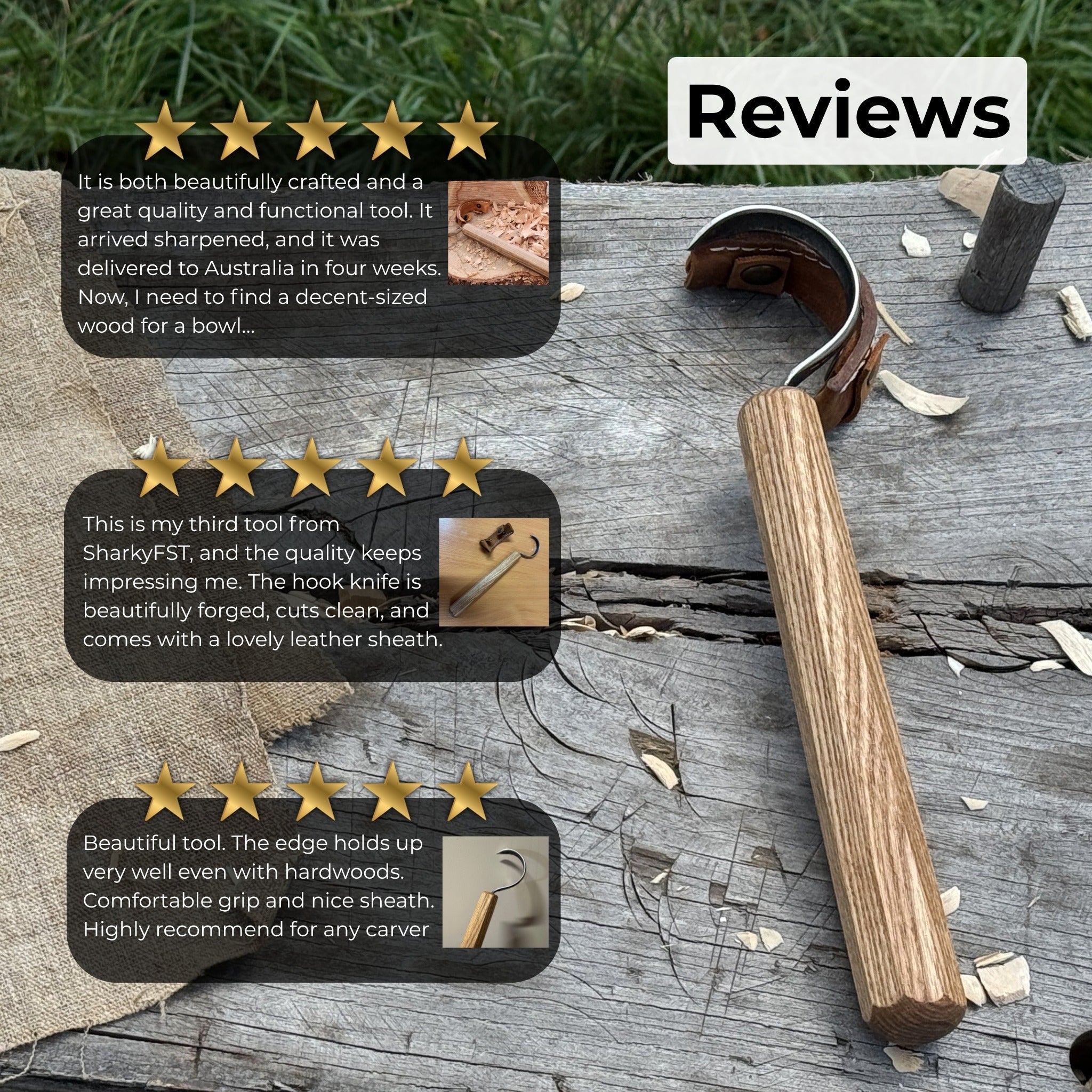 Spoon Carving Hook Knife – Large Radius Curve 5.5 cm (2.17 inches) - 9