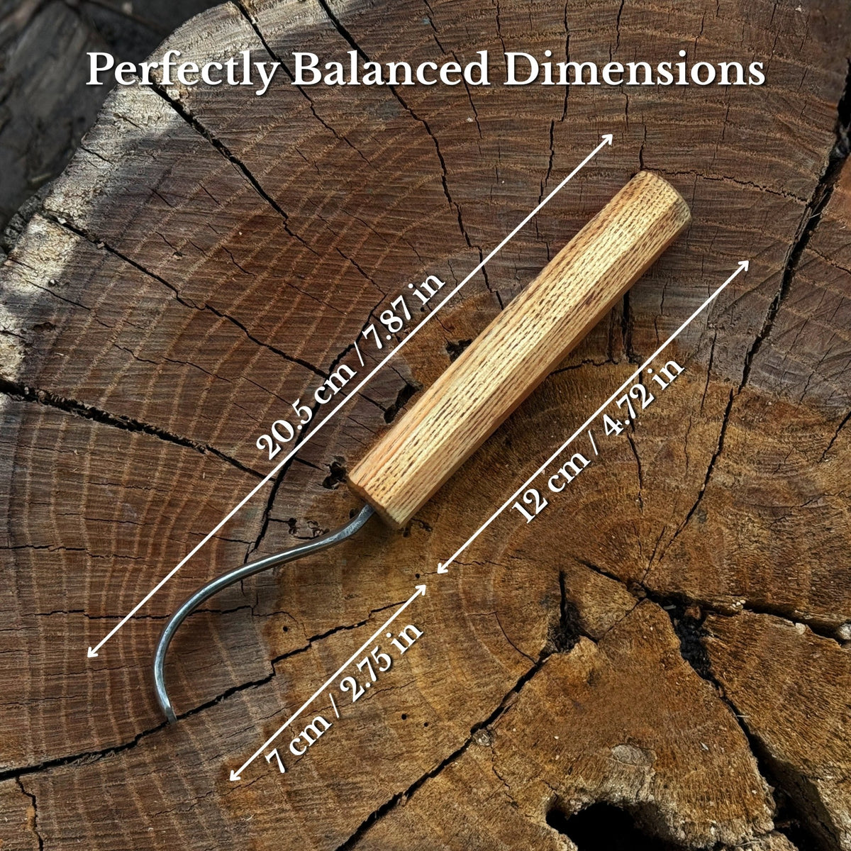 Spoon Carving Hook Knife – Long Curved Blade 7 cm (2.7 inches) - 2