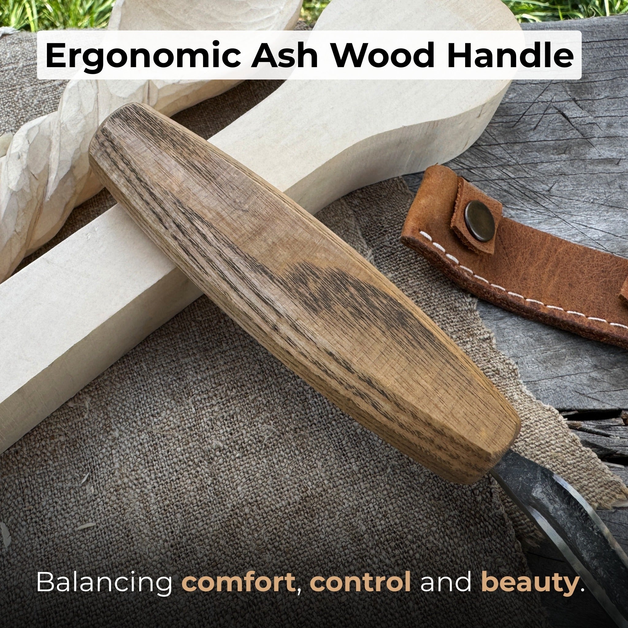 Spoon Carving Hook Knife – Long Curved Blade 7 cm (2.7 inches) - 3