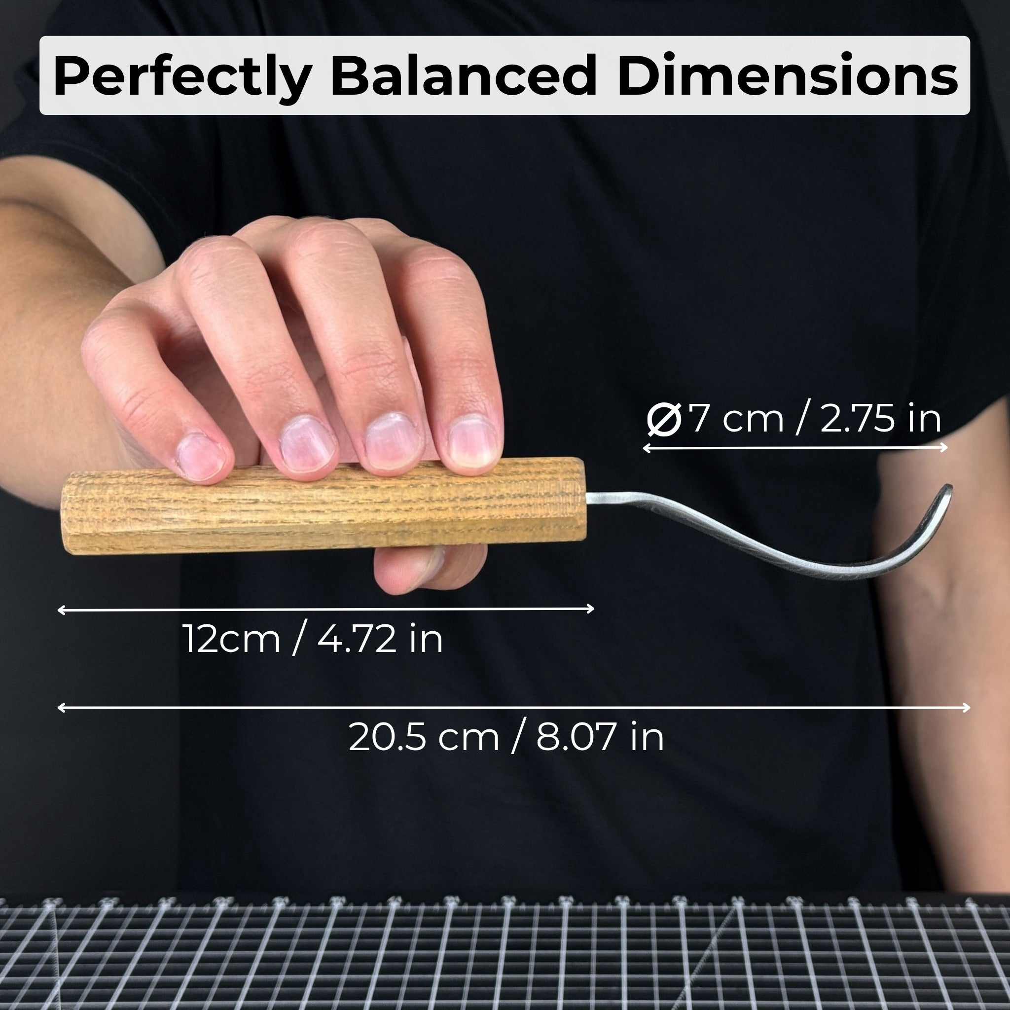 Spoon Carving Hook Knife – Long Curved Blade 7 cm (2.7 inches) - 5