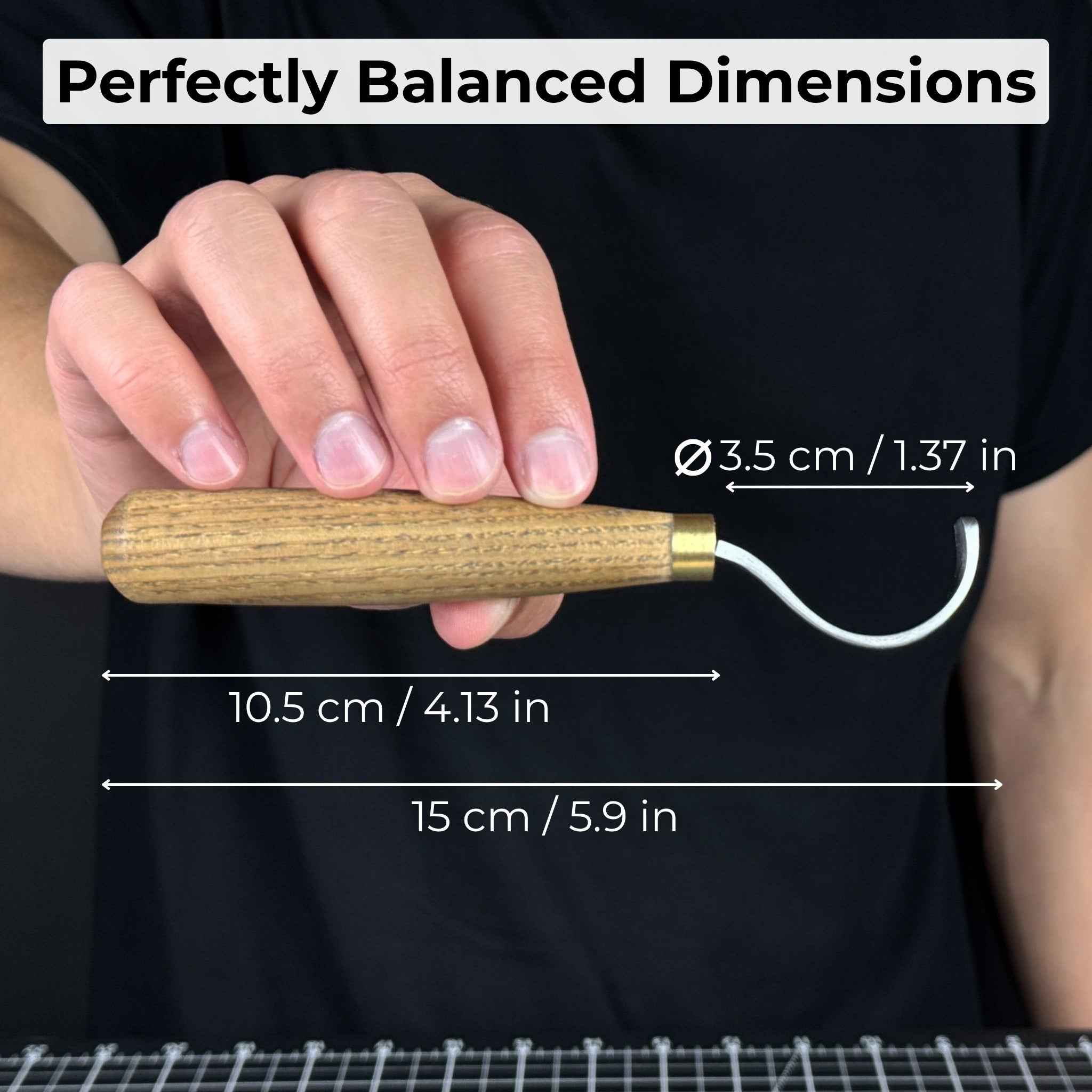 Spoon Carving Hook Knife with Leather Sheath, 3.5 cm (1.38 inches) - 5