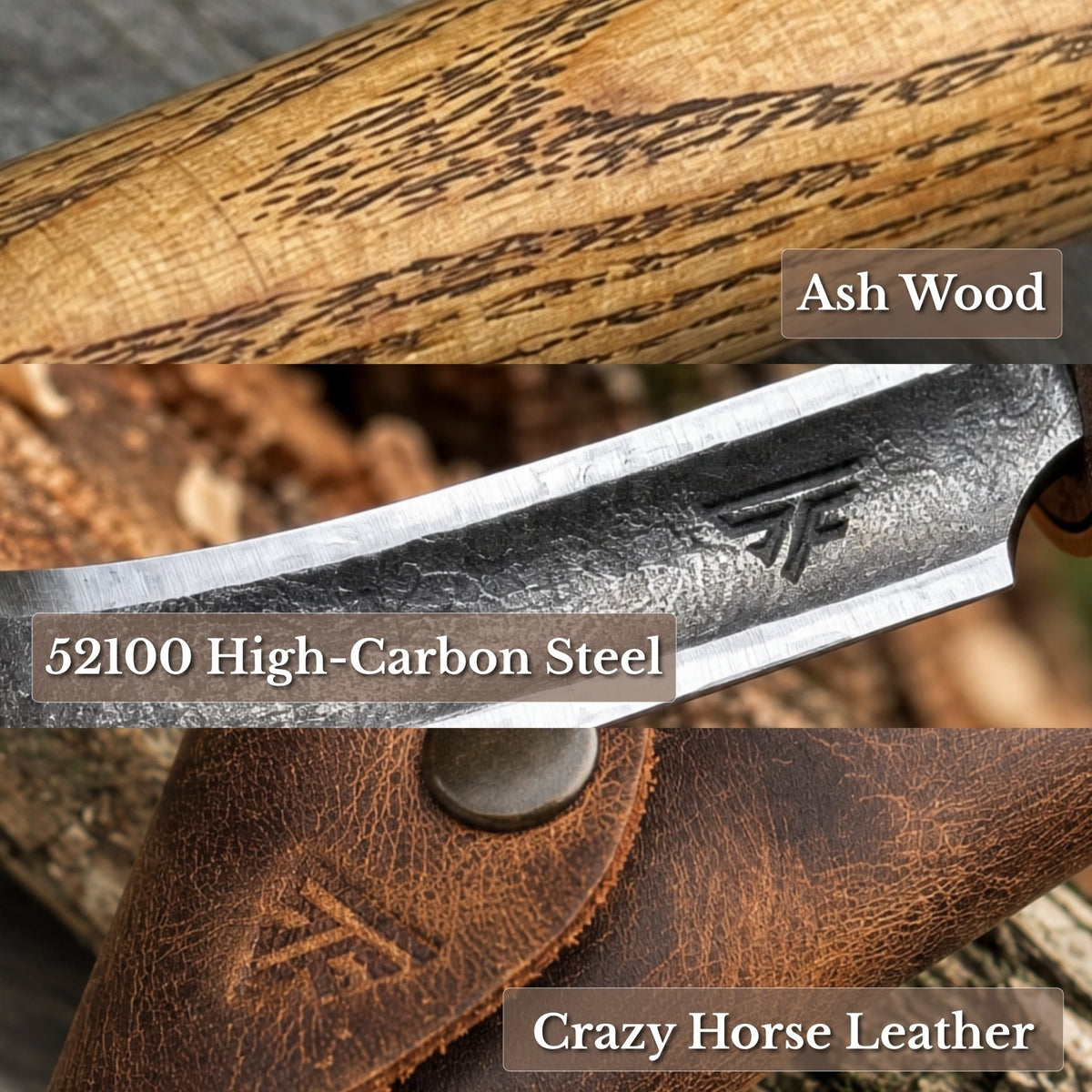 Spoon Carving Hook Knife with Leather Sheath, ⌀5 cm (1.97 in) - 7