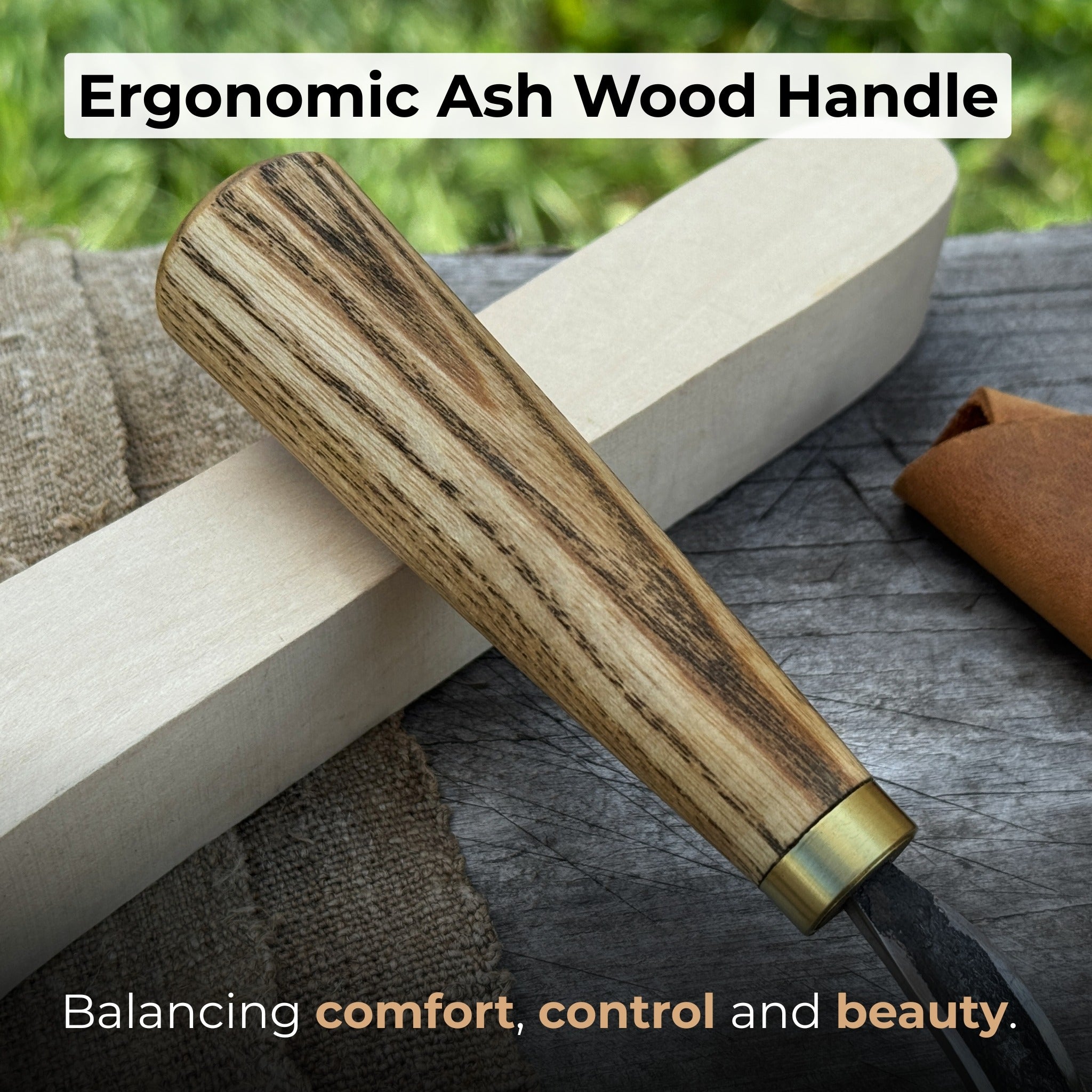 Spoon Carving Hook Knife with Leather Sheath, Blade 3.5 cm (1.38 inches) - 3