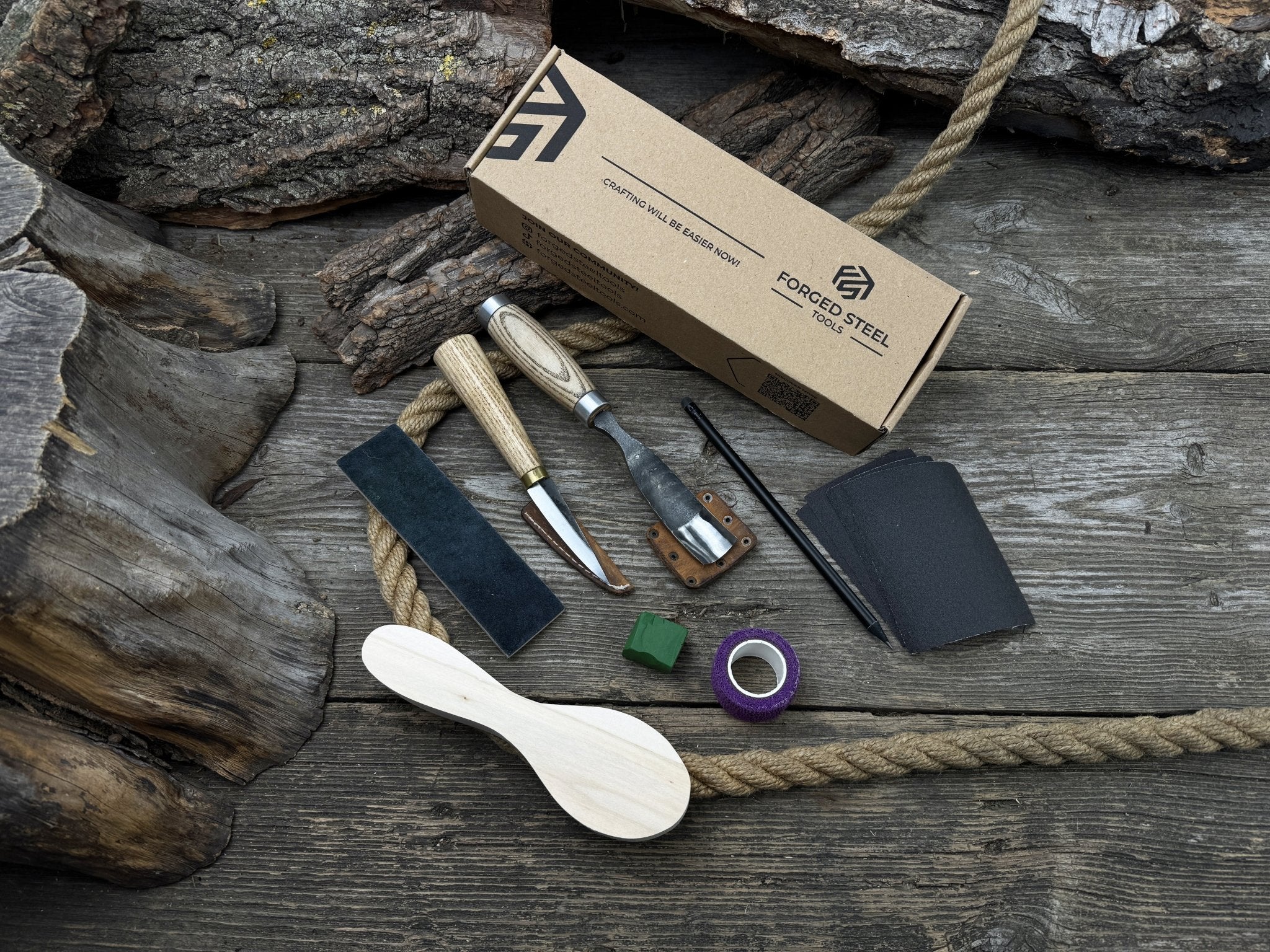 Spoon Carving Kit – Whittling Kit for Beginners with Sharpened Tools & Practice Wood - 1