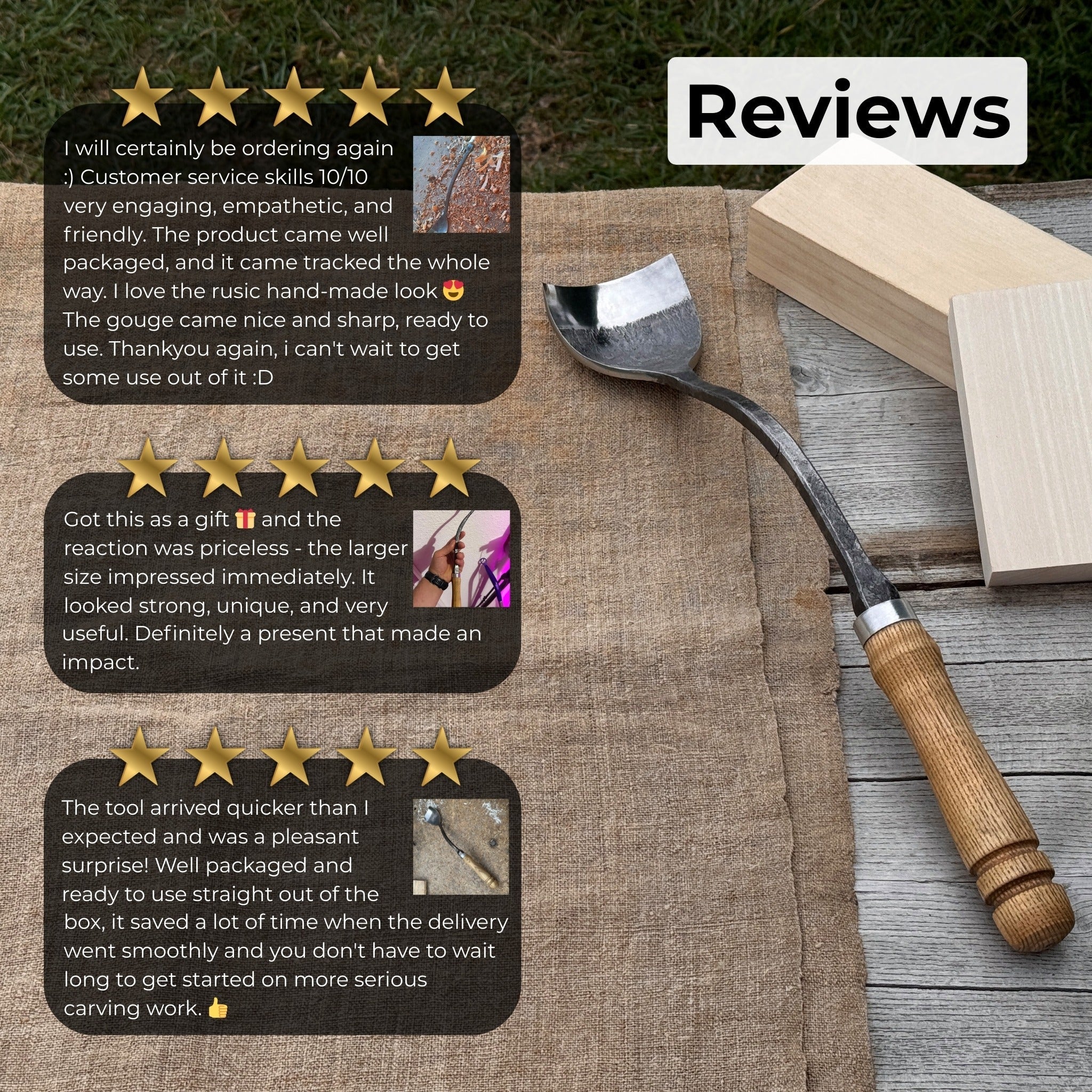 Spoon (Short) Bent Gouge, 50 - 70 mm (2 - 2.8 inches) - 10