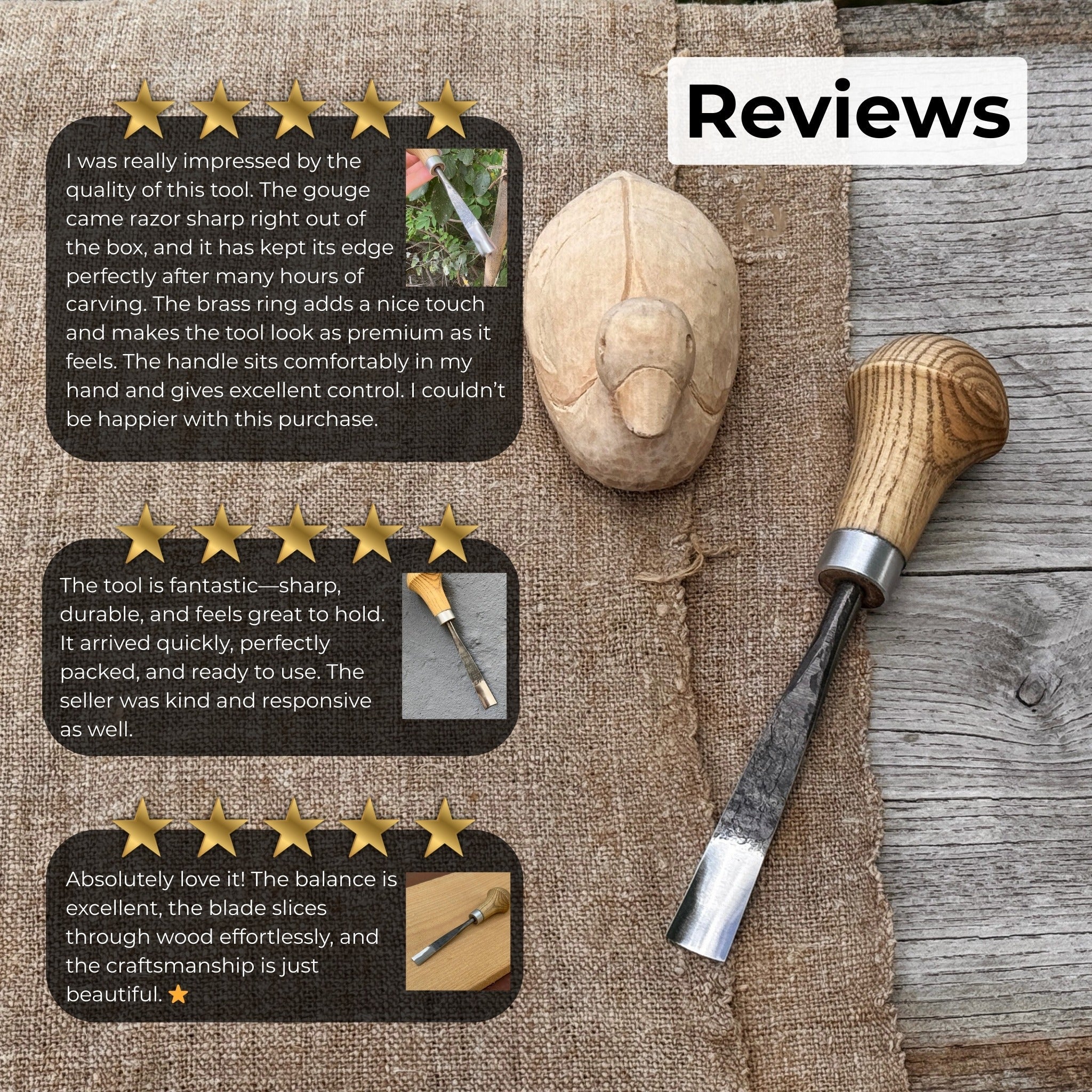 Straight Carving Gouge with Palm Handle – 12 mm (0.47 inches) - 9