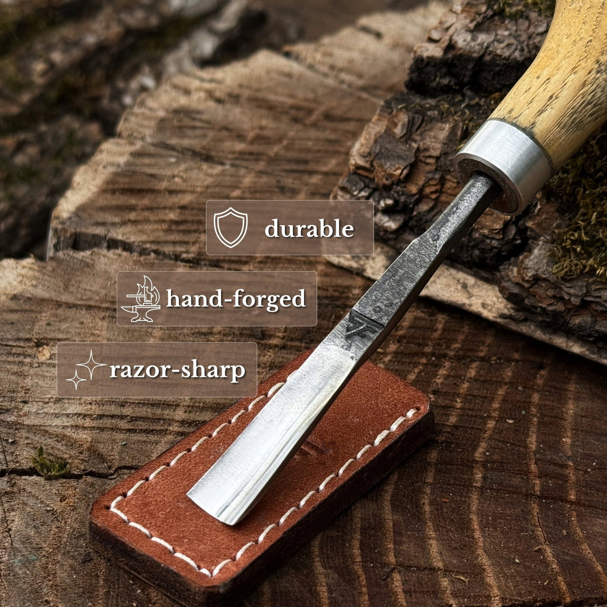 Straight Carving Gouge with Palm Handle, 5-12 mm / 0.20-0.47 in - 2